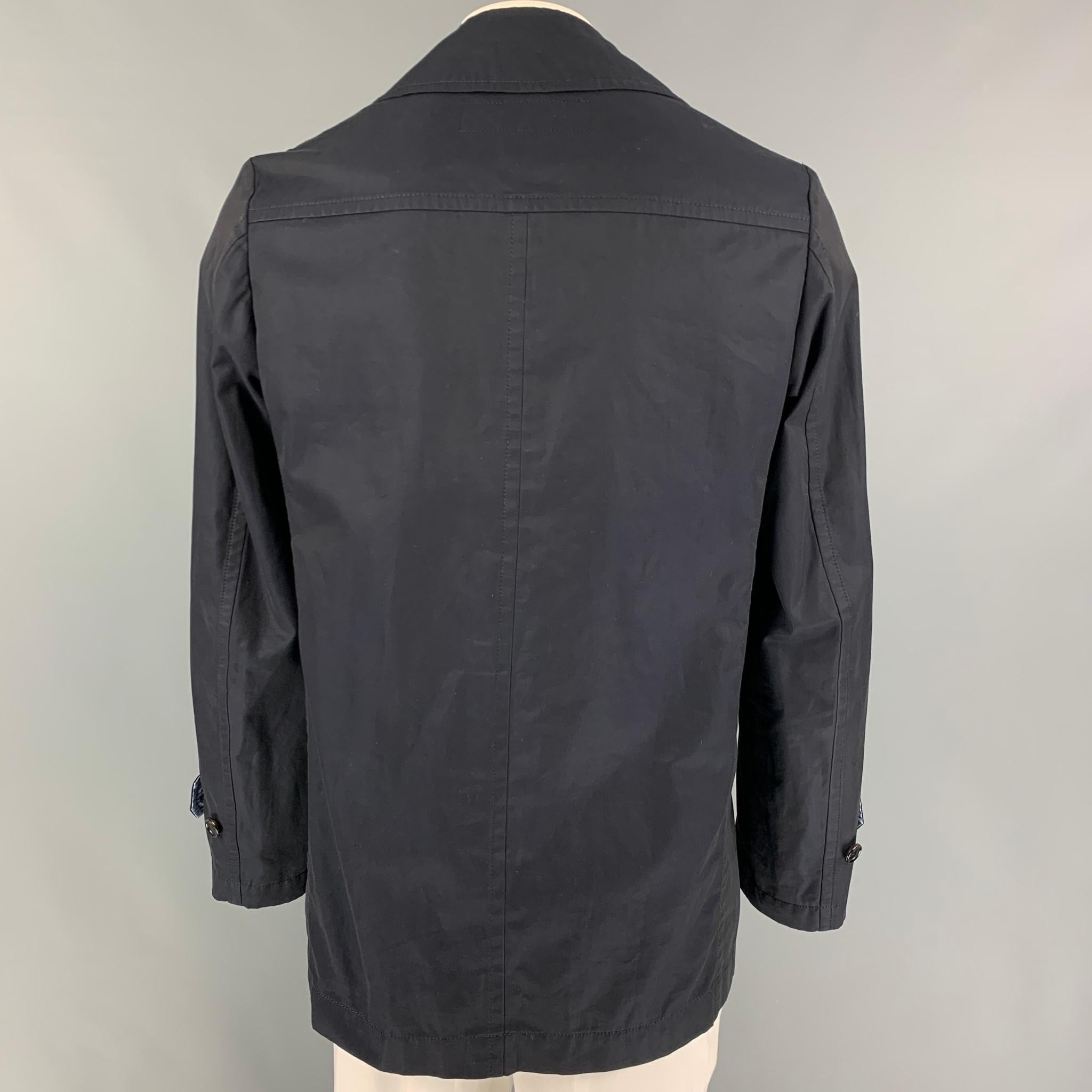 Black COMME des GARCONS HOMME Size L Navy Cotton Double Breated Coat