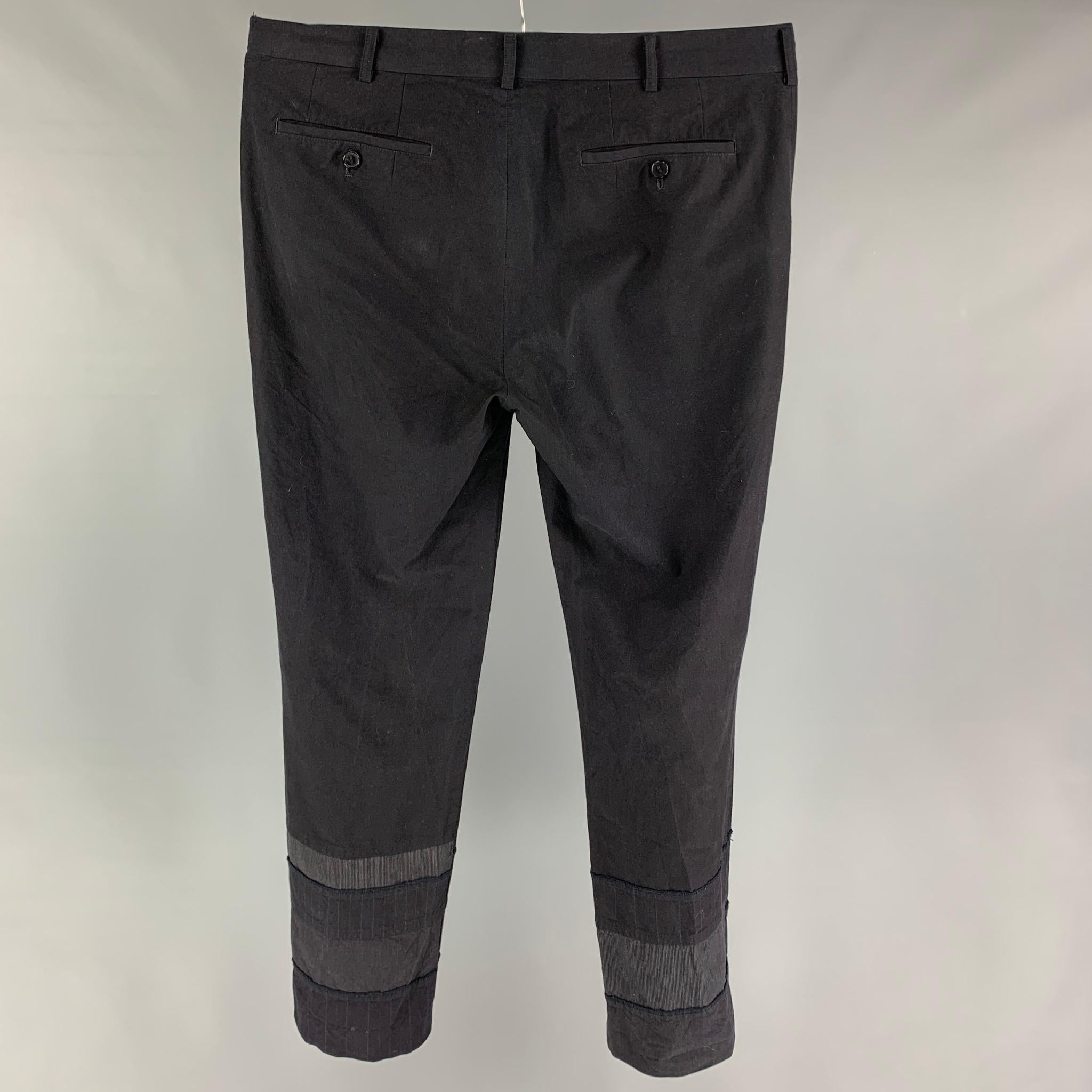 Black COMME des GARCONS HOMME Size L Navy Patchwork Nylon Cotton Casual Pants