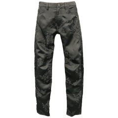 COMME des GARCONS HOMME Size S Black Floral Satin Dart Knee Rubber Button Pants