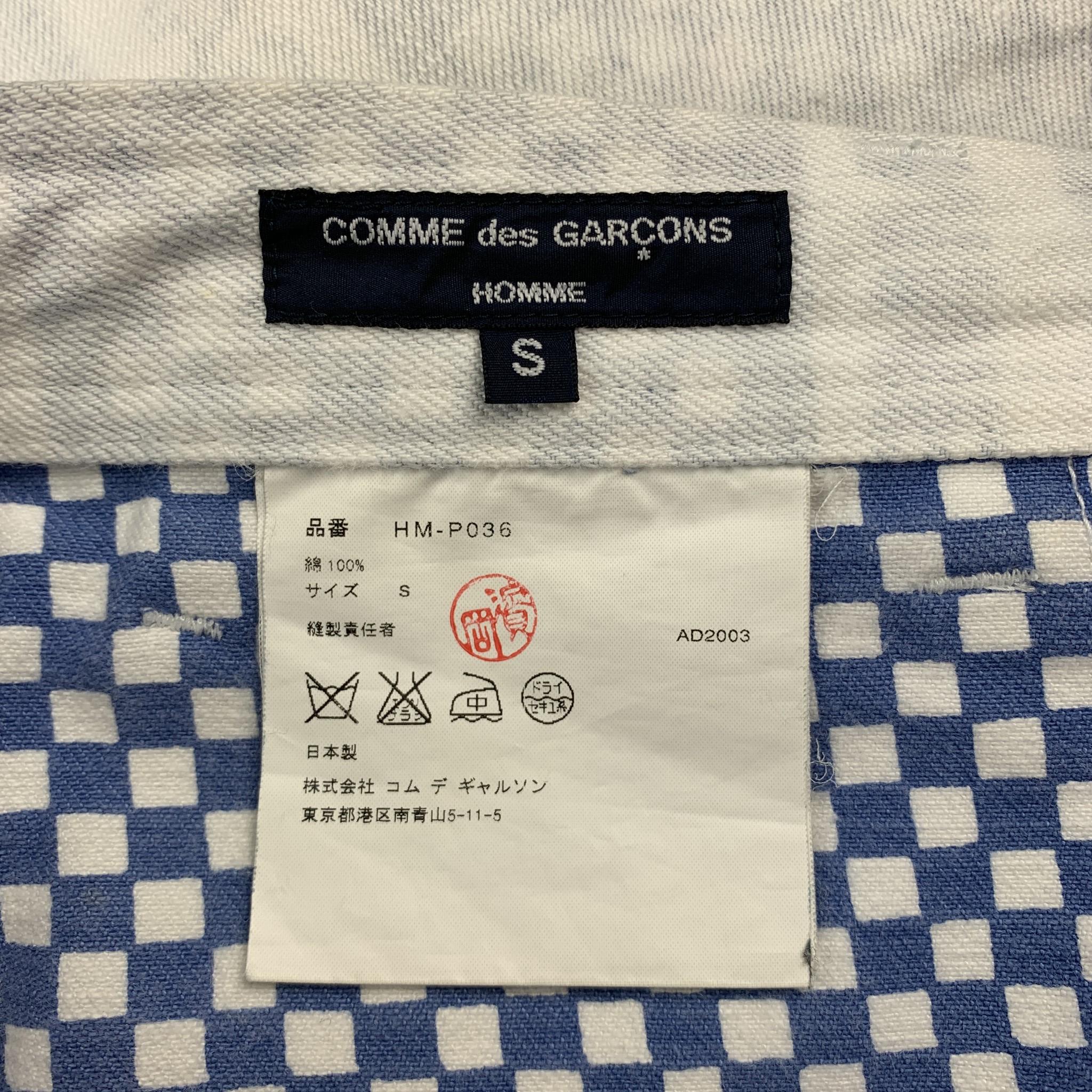 Men's COMME des GARCONS HOMME Size S White & Blue Reverse Fabric Cotton 28 Pants AD200