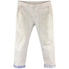 COMME des GARCONS HOMME Taglia S White e Blue Tessuto inverso Cotone 28 Pantaloni AD200