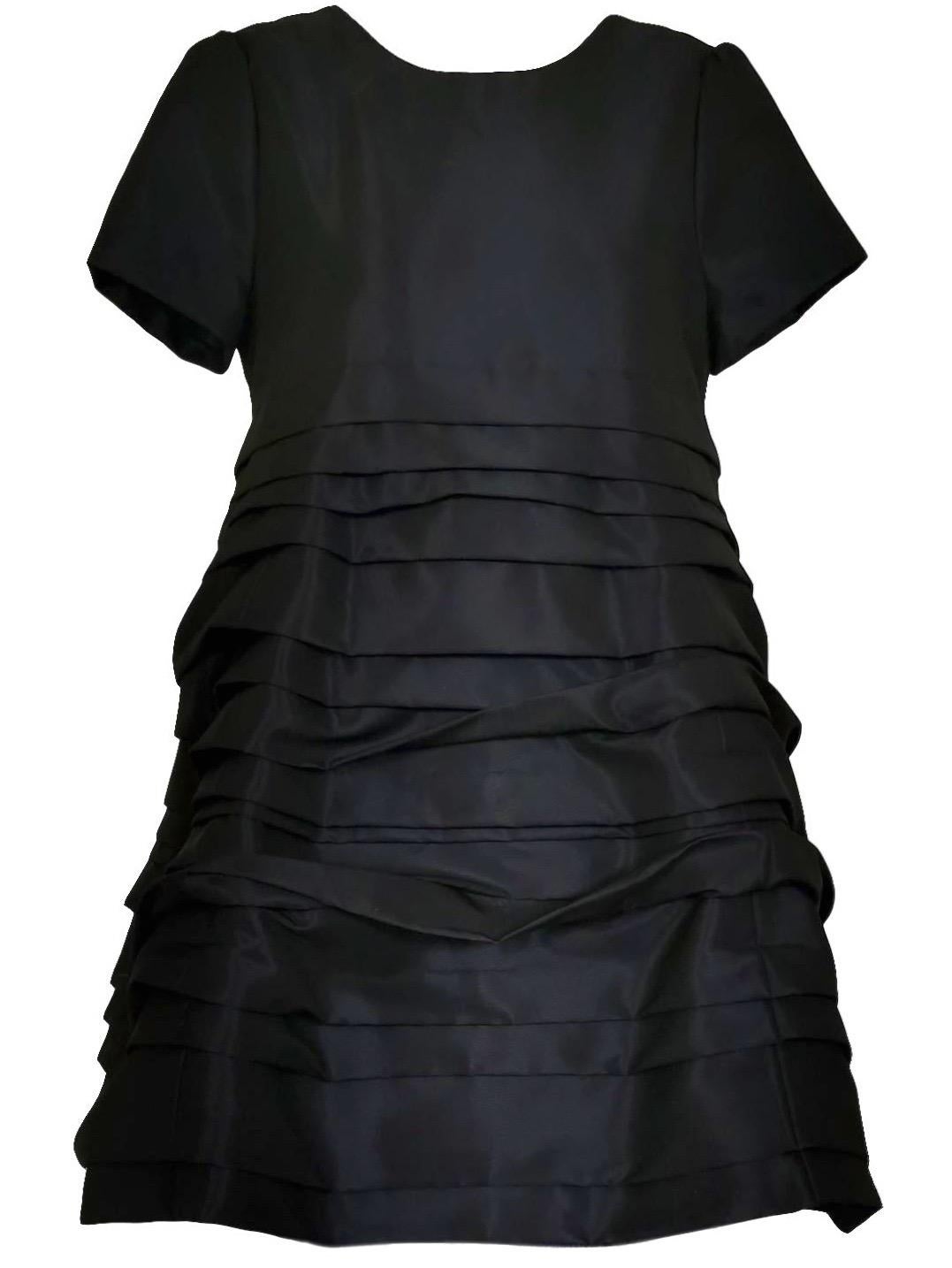 Black Comme des Garcons Horizontal Pleated Dress with Back Flap 1994 For Sale