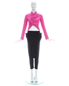 Comme des Garcons hot pink and black lycra jacket and harem pants set, fw 2007
