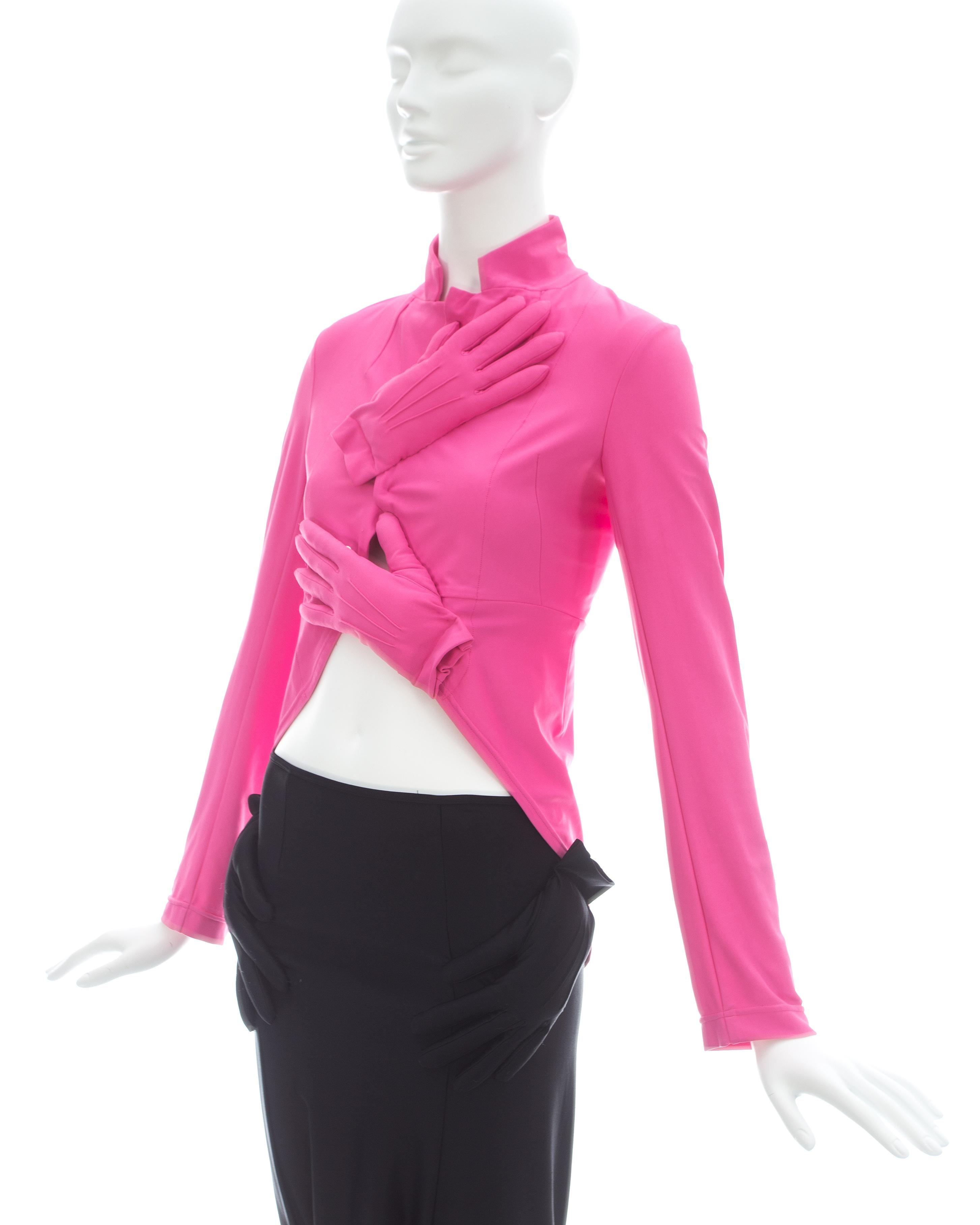 Comme des Garcons hot pink and black lycra jacket and harem pants set, fw 2007 In Excellent Condition In London, GB