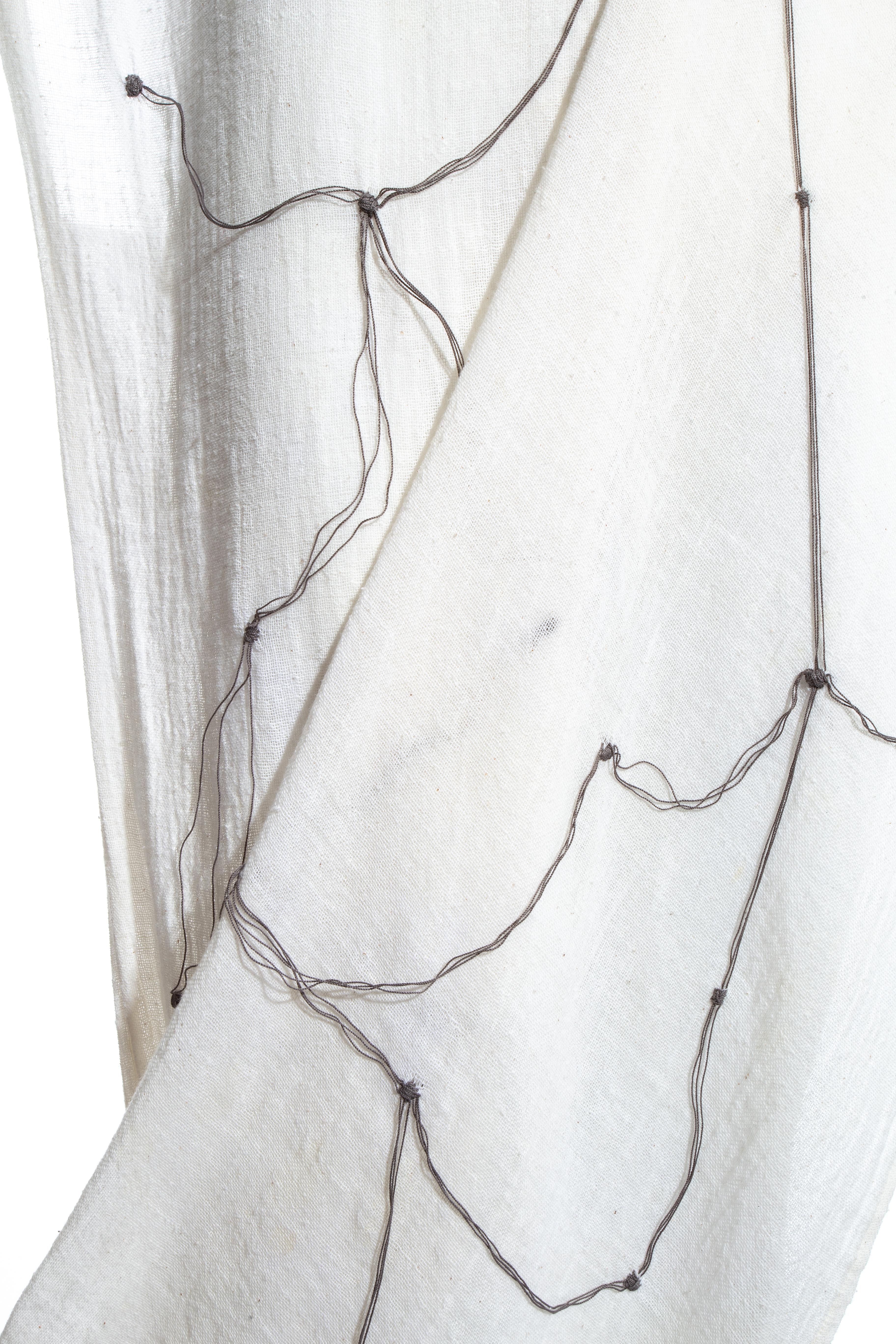 Comme des Garçons ivory muslin embroidered draped dress, ss 1984 For Sale 1