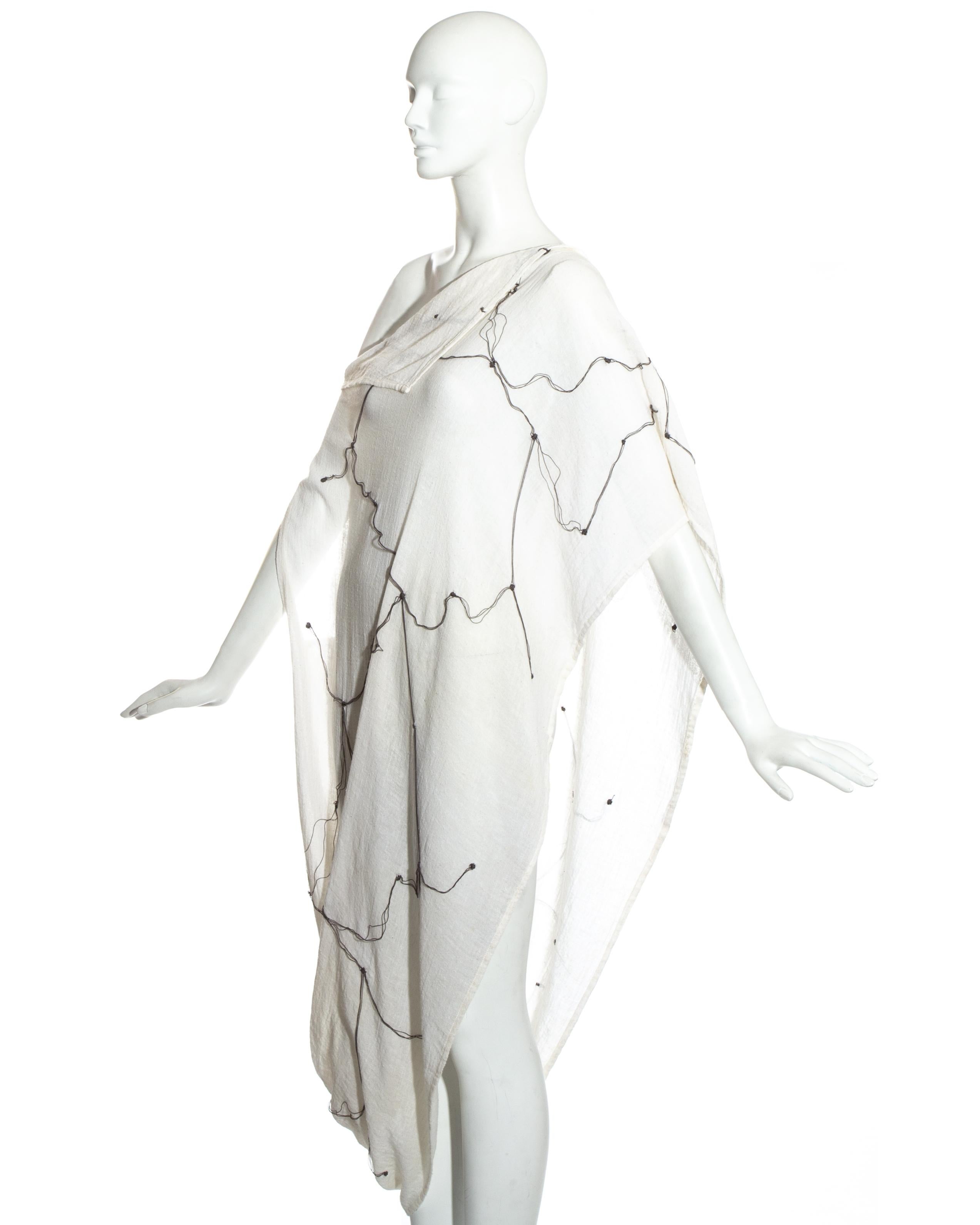 Comme des Garçons ivory muslin embroidered draped dress, ss 1984 For Sale 1