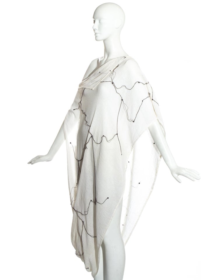 Comme des Garçons ivory muslin embroidered draped dress, ss 1984 For ...