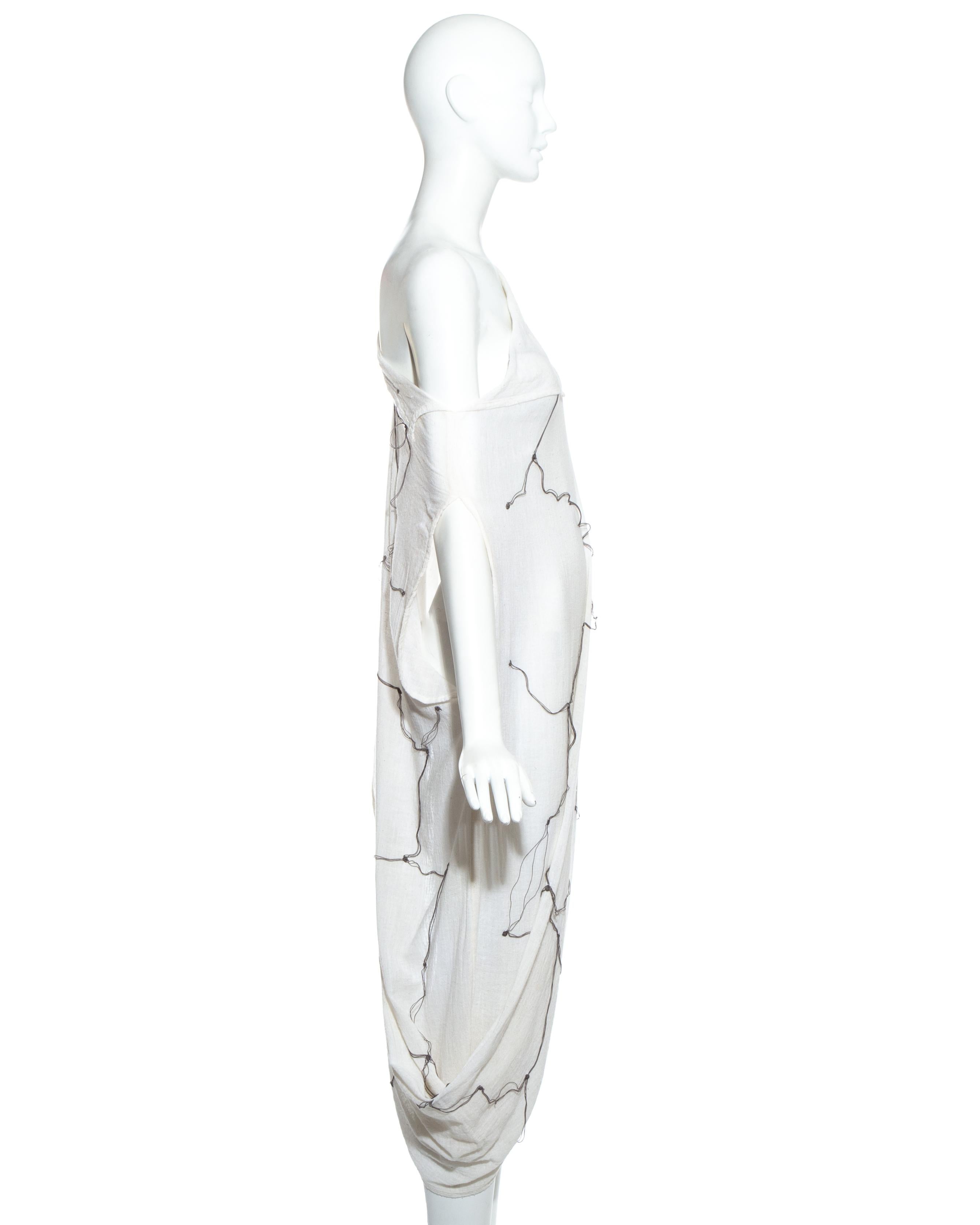 Comme des Garçons ivory muslin embroidered draped dress, ss 1984 3