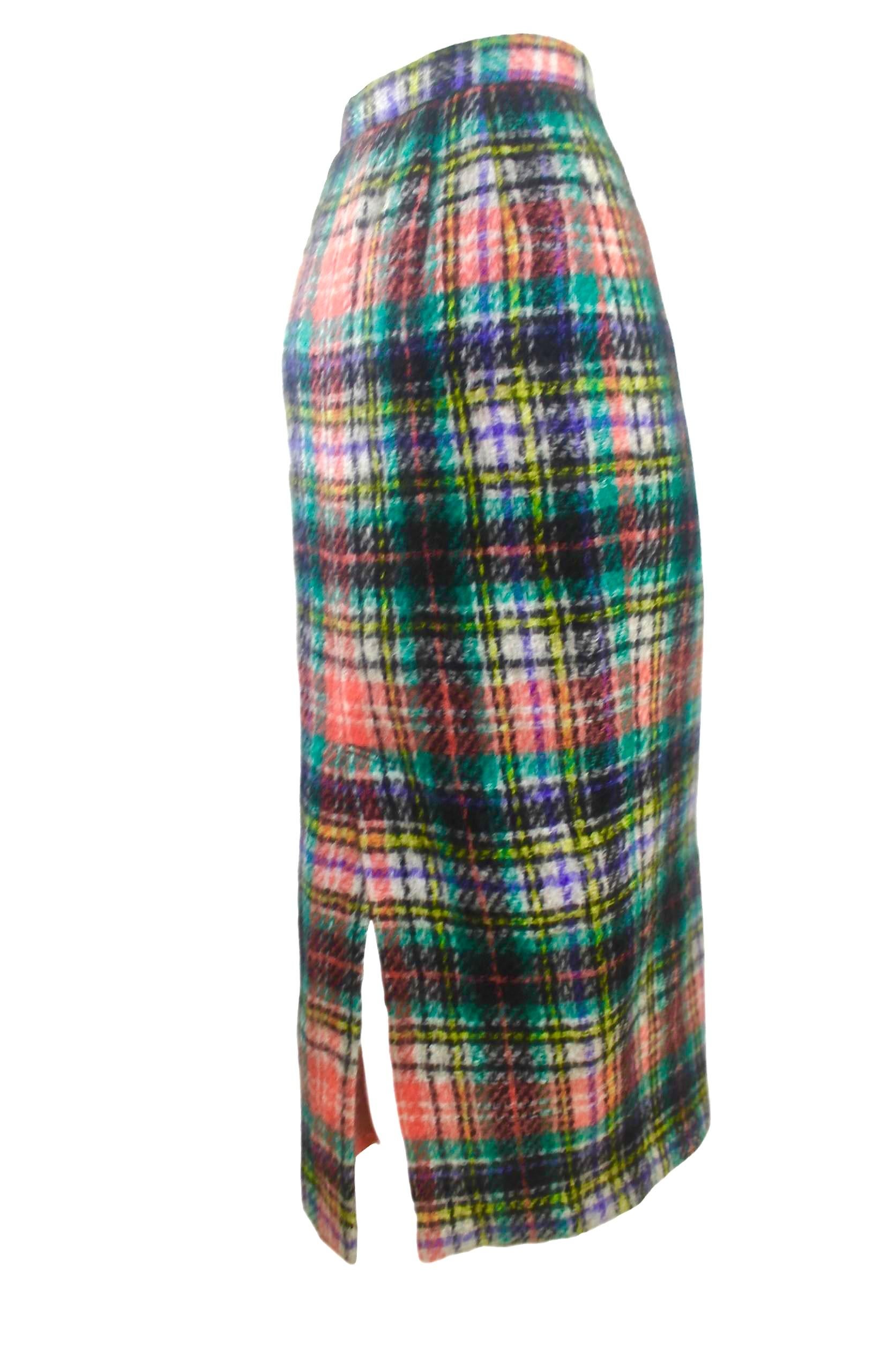 Gray Comme des Garcons Junya Watanabe 1999 Collection Plaid Mohair Skirt For Sale