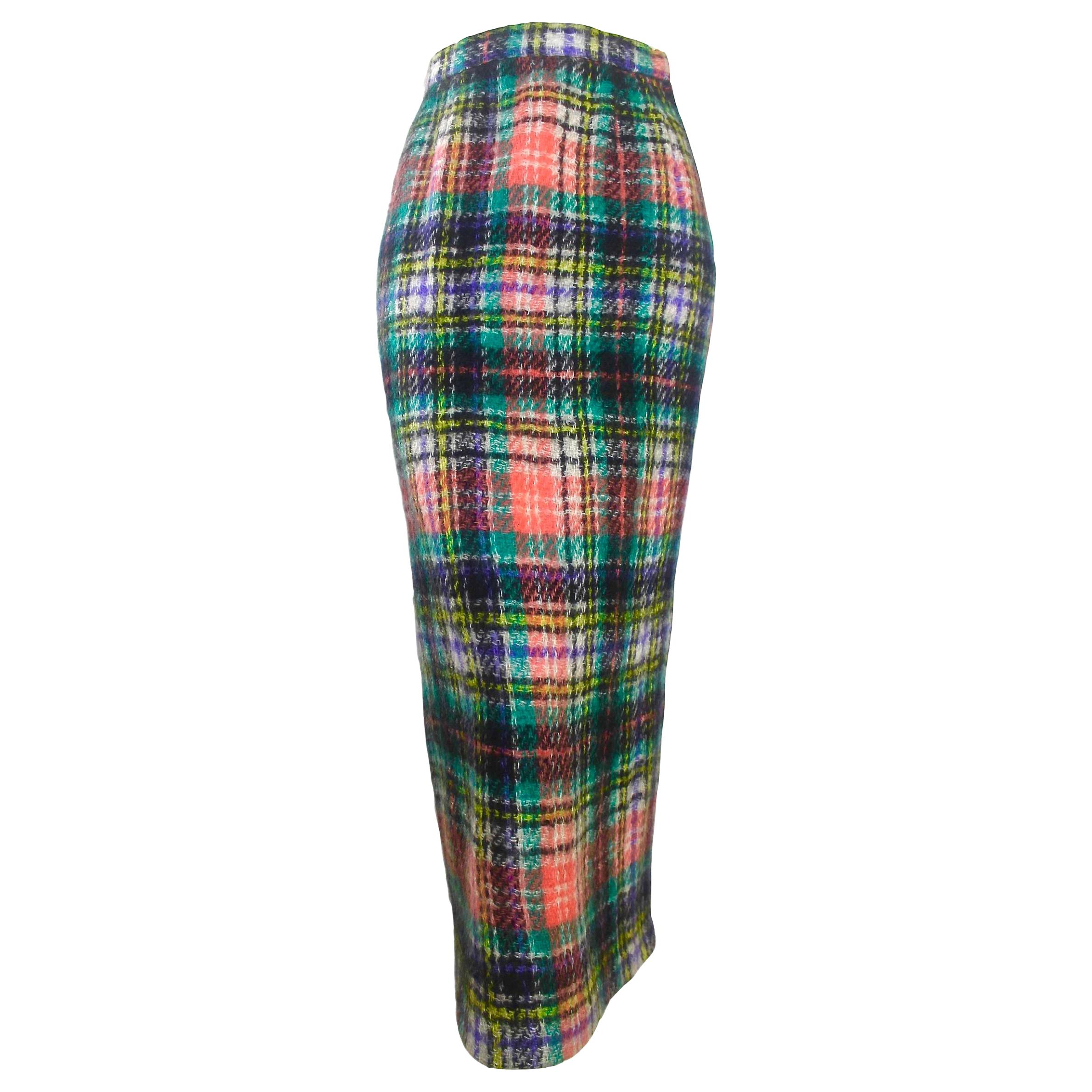 Comme des Garcons Junya Watanabe 1999 Collection Plaid Mohair Skirt For Sale