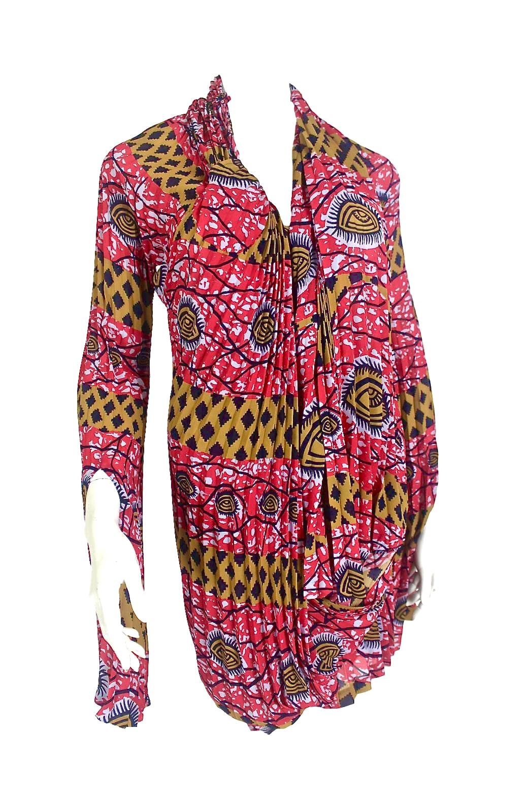 Comme des Garçons Junya Watanabe African Open Back Print Dress AD 2009 For Sale 5