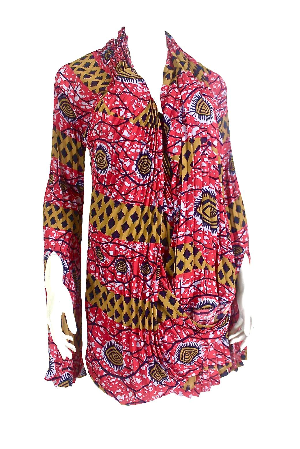 Comme des Garçons Junya Watanabe African Open Back Print Dress AD 2009 For Sale 7
