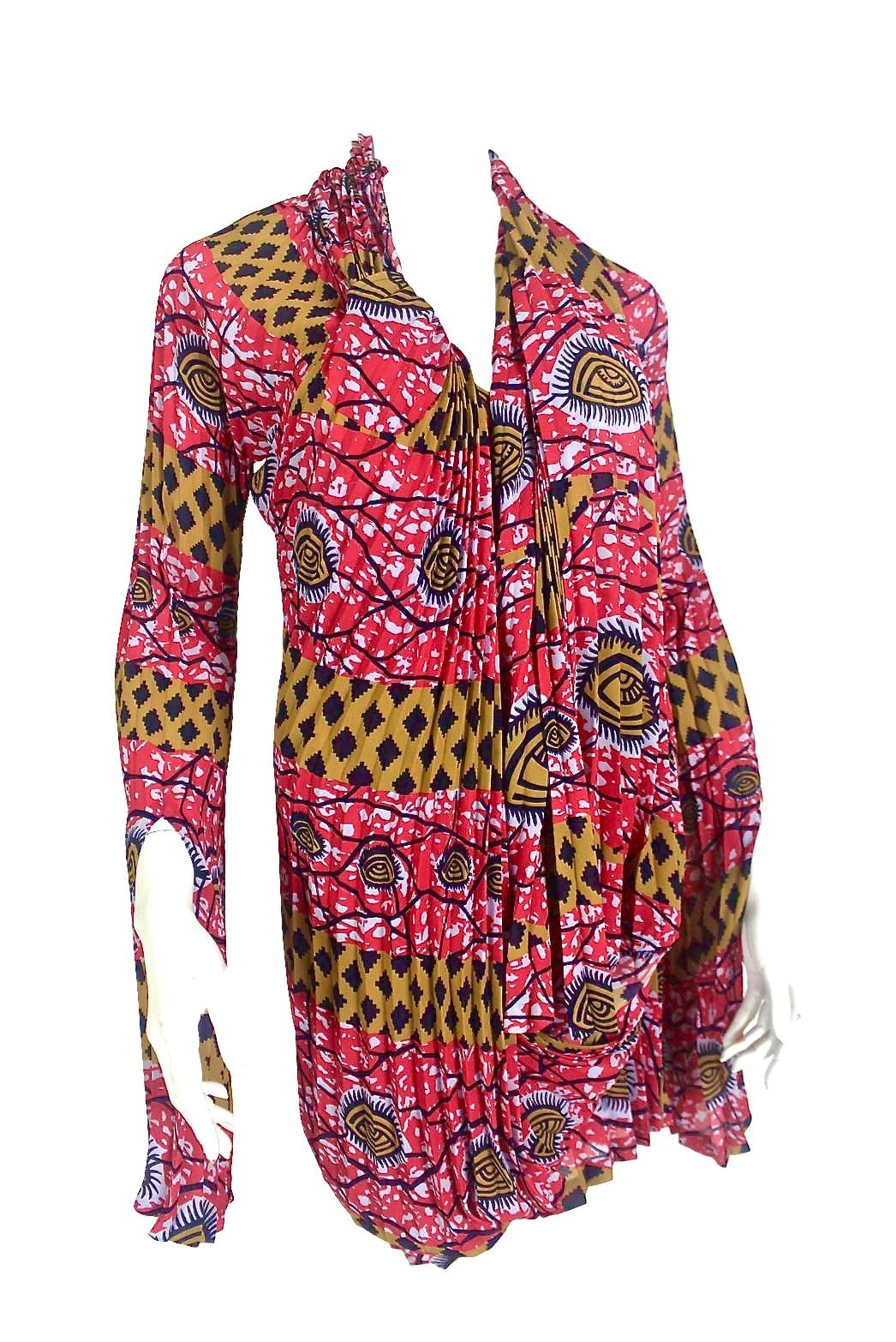 Comme des Garçons Junya Watanabe African Open Back Print Dress AD 2009 For Sale 2