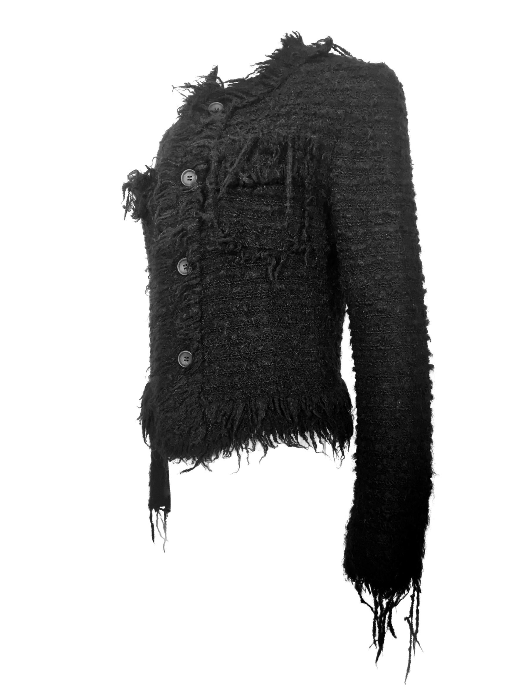 Junya Watanabe Comme des Garcons
AD 2003
Wool/Mohair Chanel Style Fringe Jacket
Size S