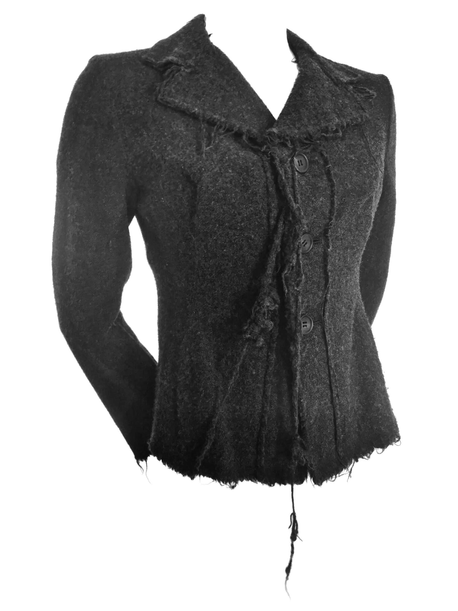 Women's Comme des Garcons Junya Watanabe Wool Frayed Edge Jacket AD2003 For Sale