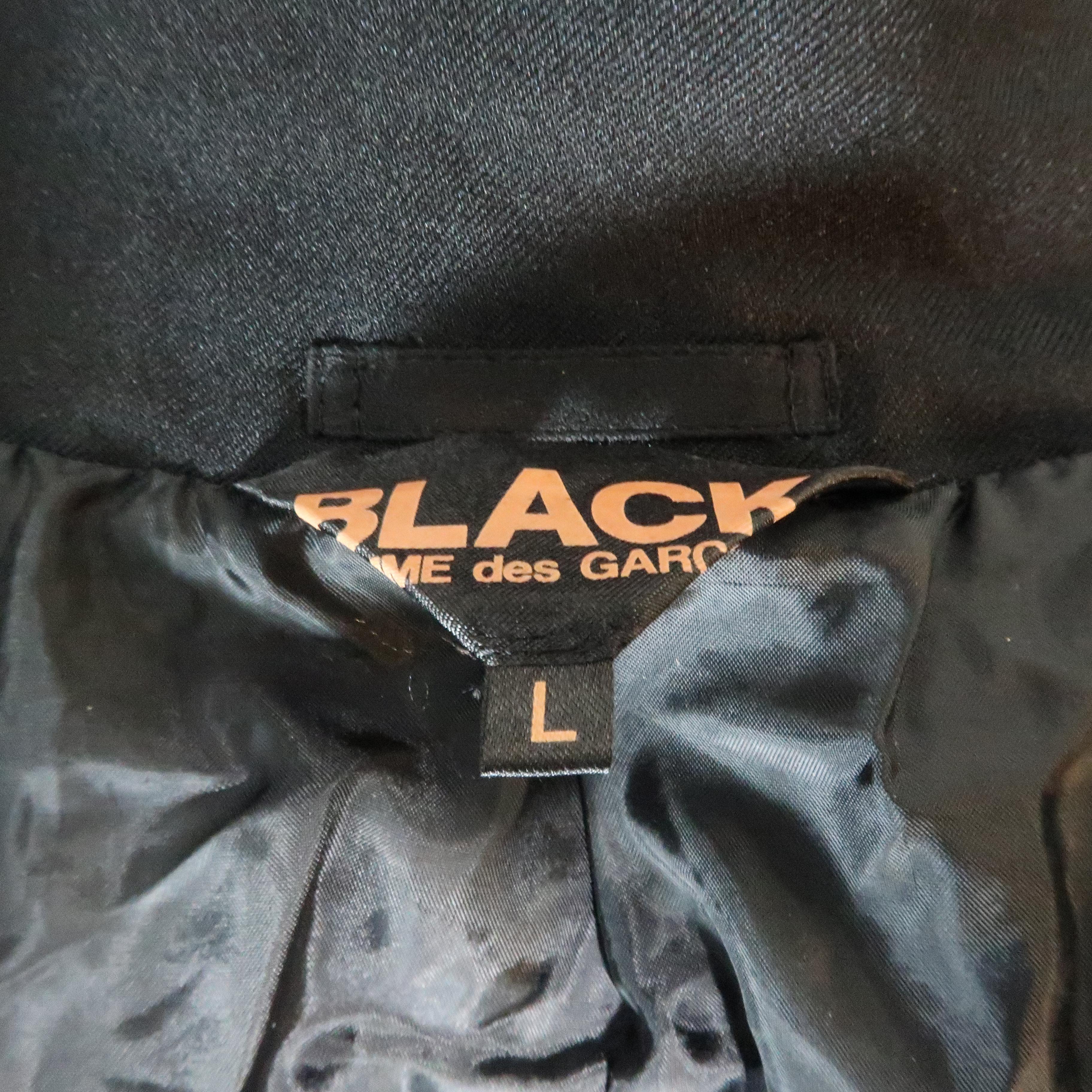 COMME des GARCONS L Black Wrinkle Polyester Belted Chest Jacket 7