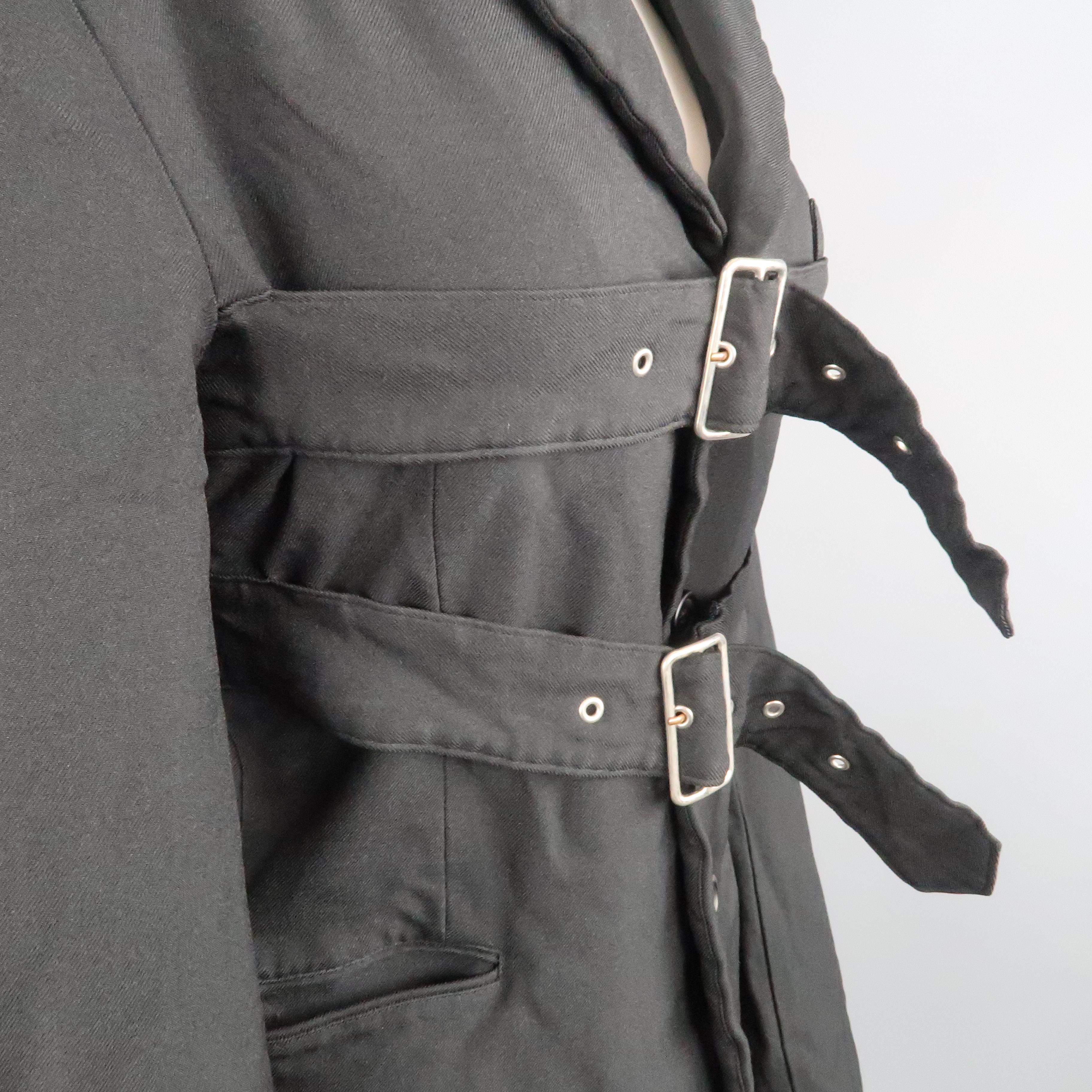 COMME des GARCONS L Black Wrinkle Polyester Belted Chest Jacket 1