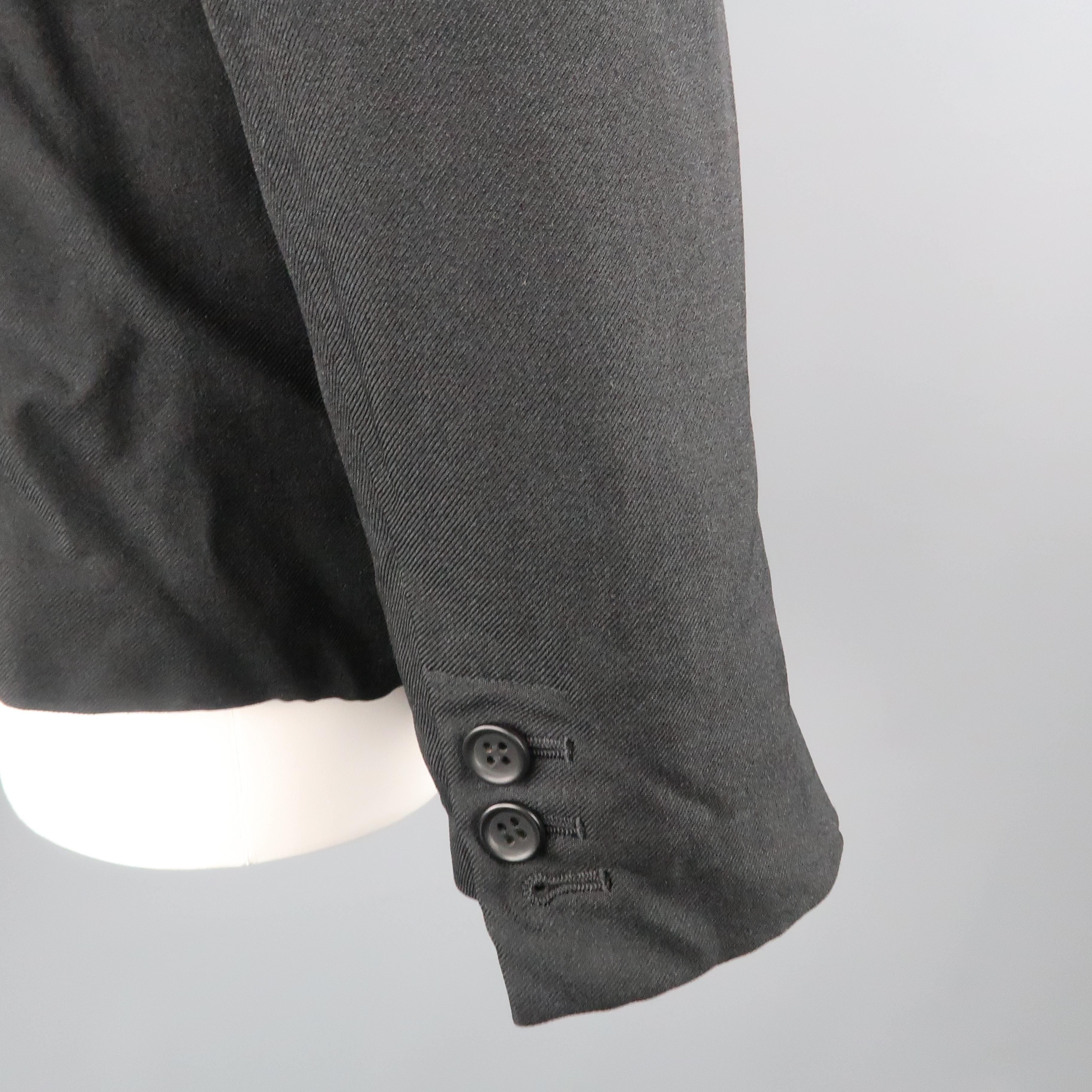 COMME des GARCONS L Black Wrinkle Polyester Belted Chest Jacket 3