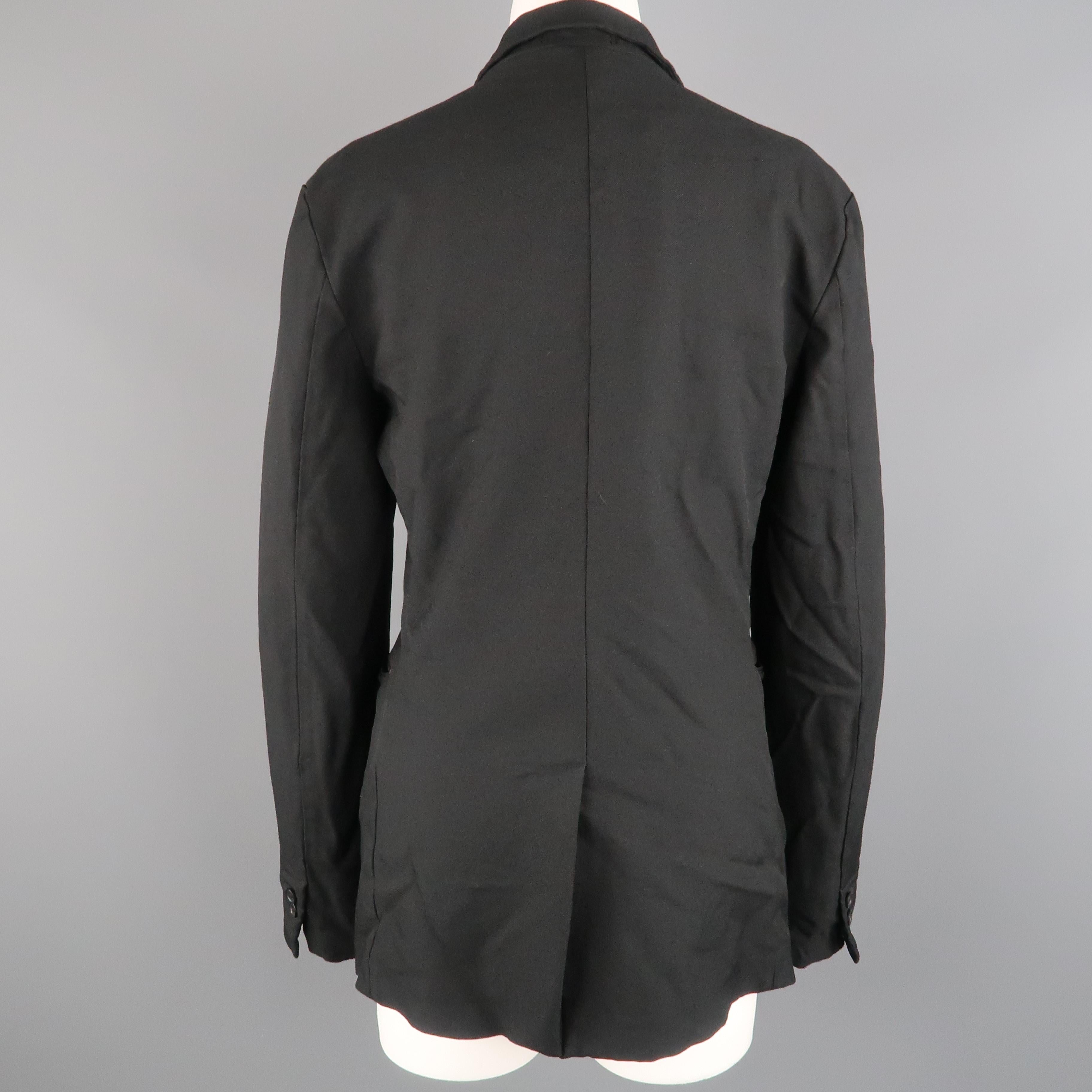 COMME des GARCONS L Black Wrinkle Polyester Belted Chest Jacket 4