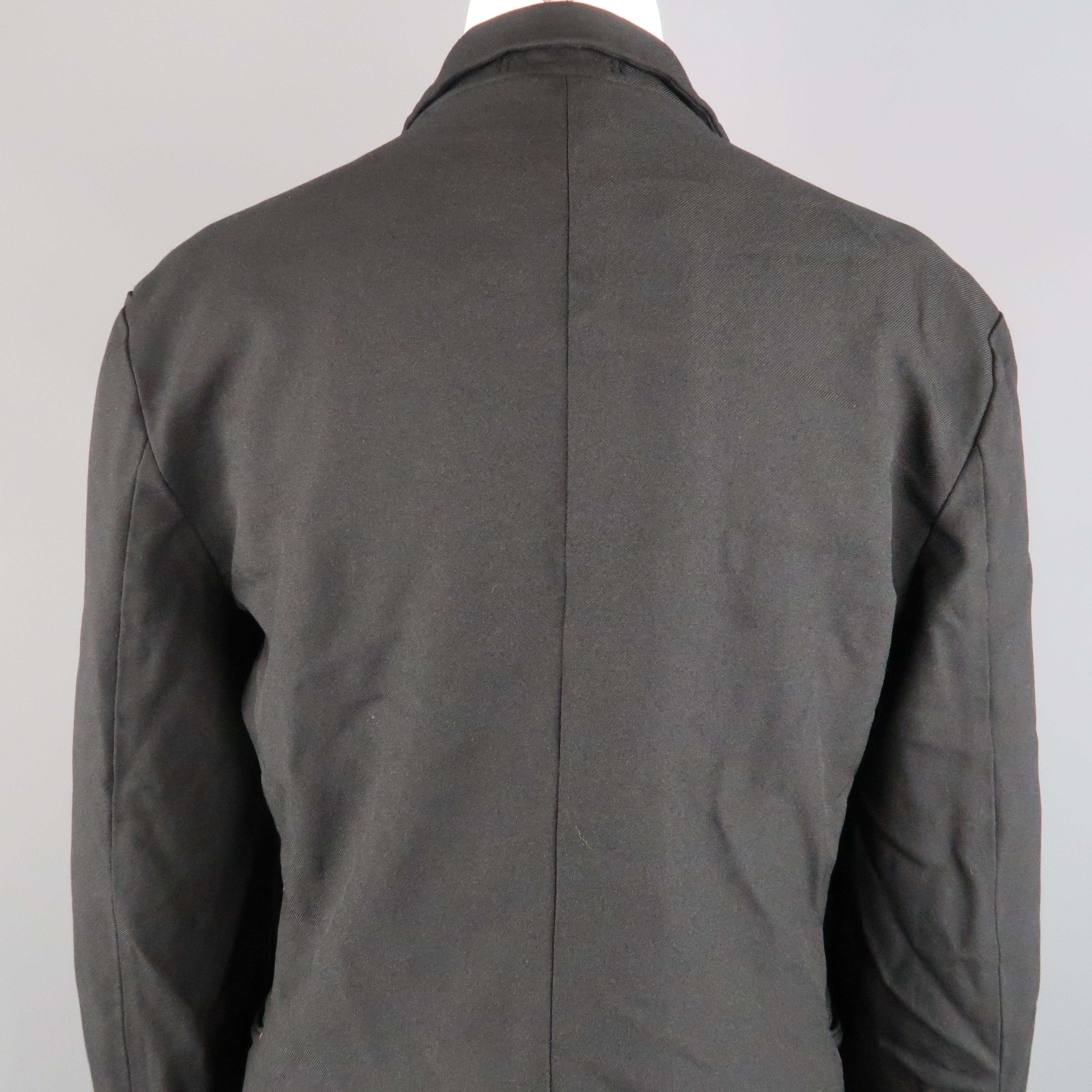 COMME des GARCONS L Black Wrinkle Polyester Belted Chest Jacket 5