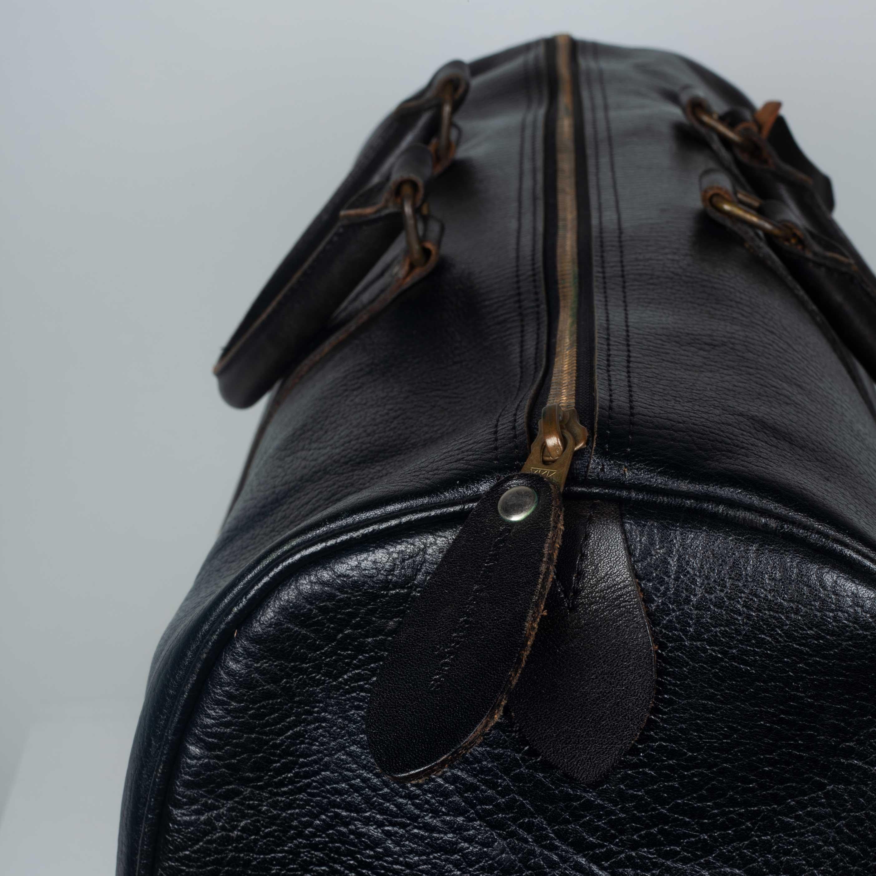 Comme des Garçons Large Black Leather Boston Bag In Good Condition In Chicago, IL
