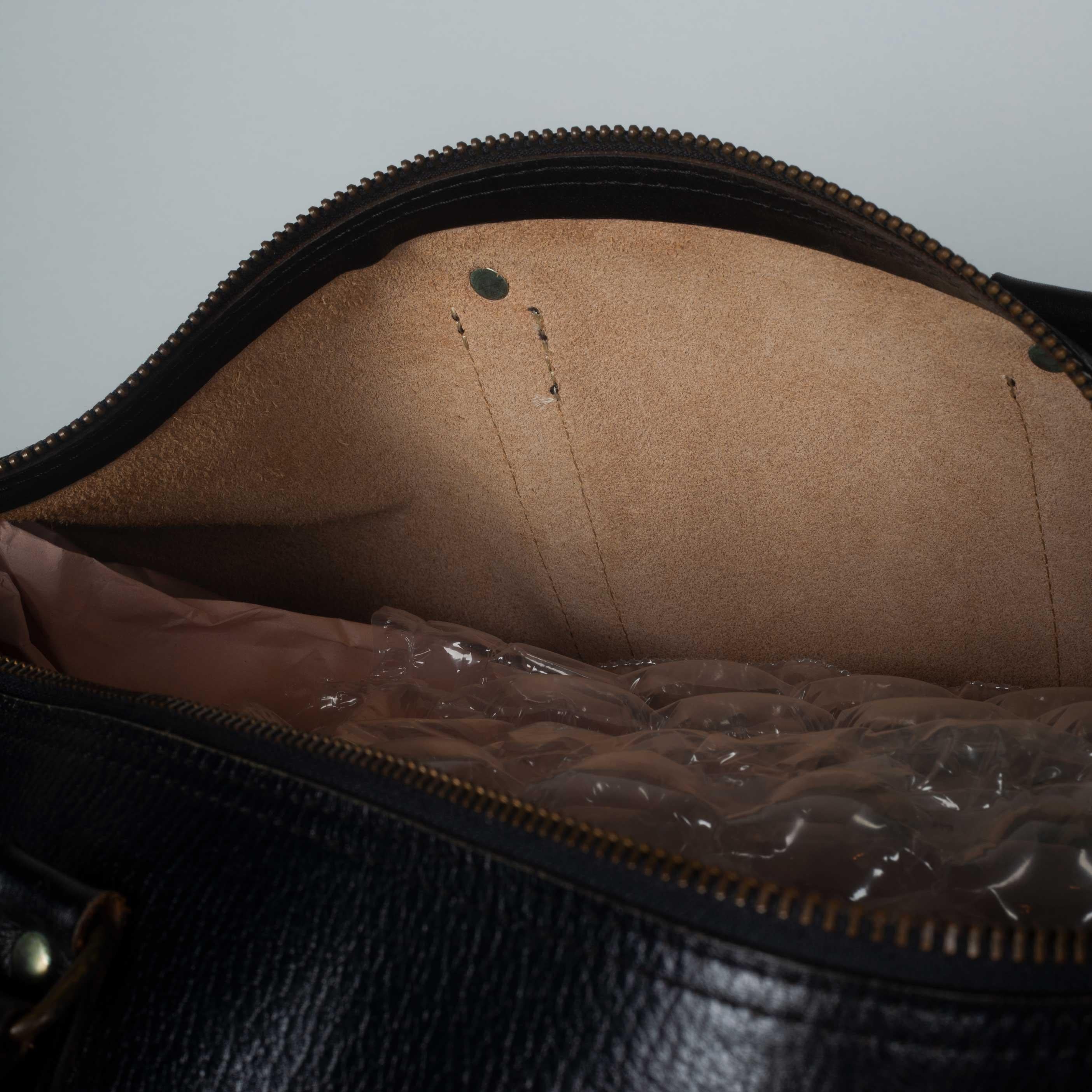 Comme des Garçons Large Black Leather Boston Bag 2
