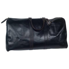 Comme des Garçons Large Black Leather Boston Bag