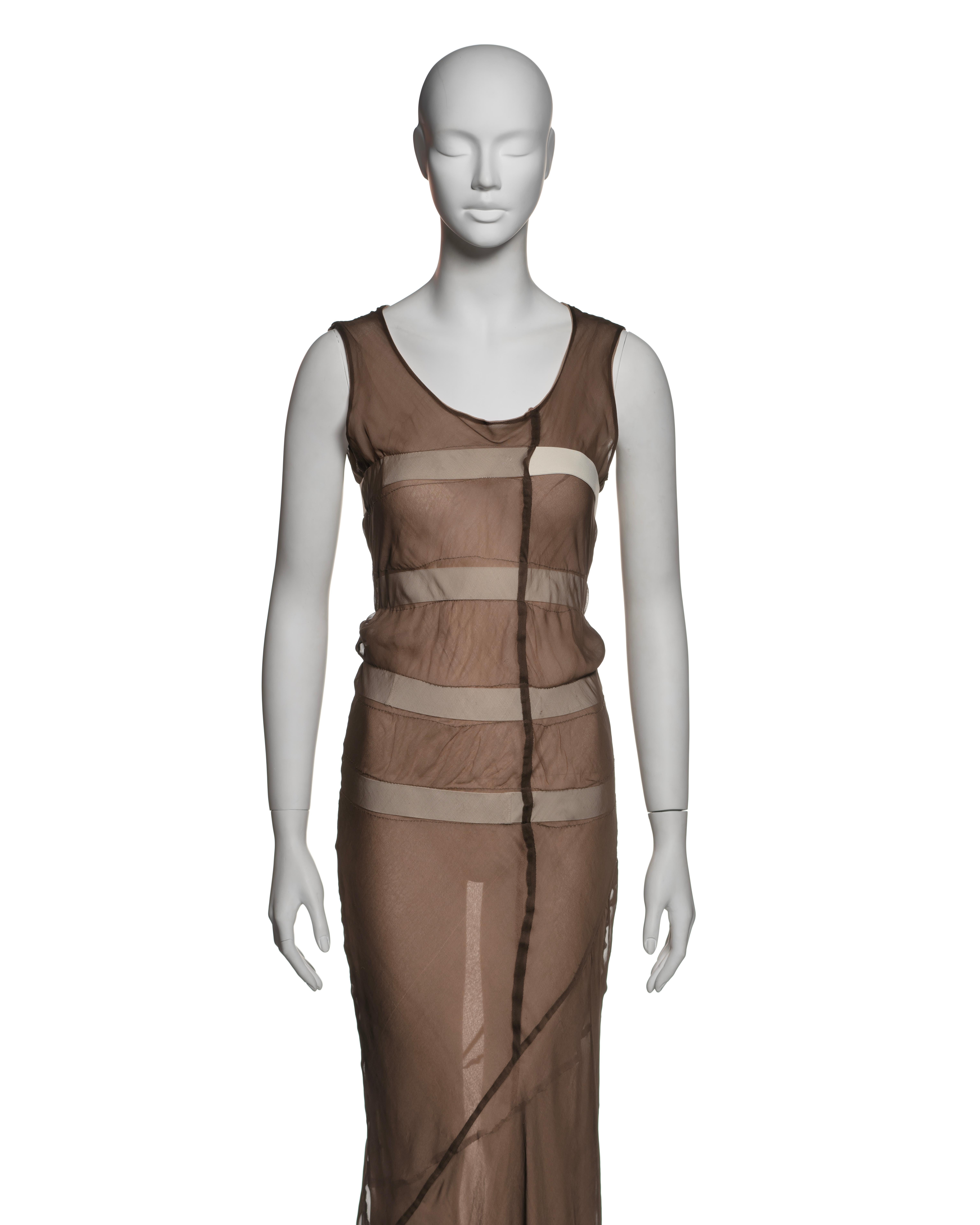 Brown Comme des Garçons Layered Bias-Cut Silk Dress with Elastic Detailing, SS 1994 For Sale