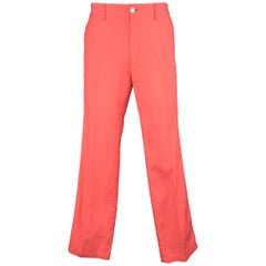 Comme Des Garcons Men's Bright Coral Cotton Flat Front Pants
