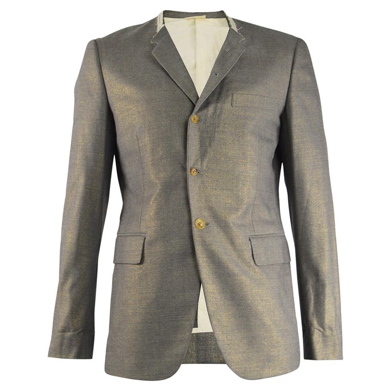 Comme Des Garcons Men's Deconstructed Grey Wool with Gold Lurex Blazer ...