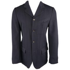 Comme des Garçons Men's Evergreen Navy Wool Notch Lapel Jacket