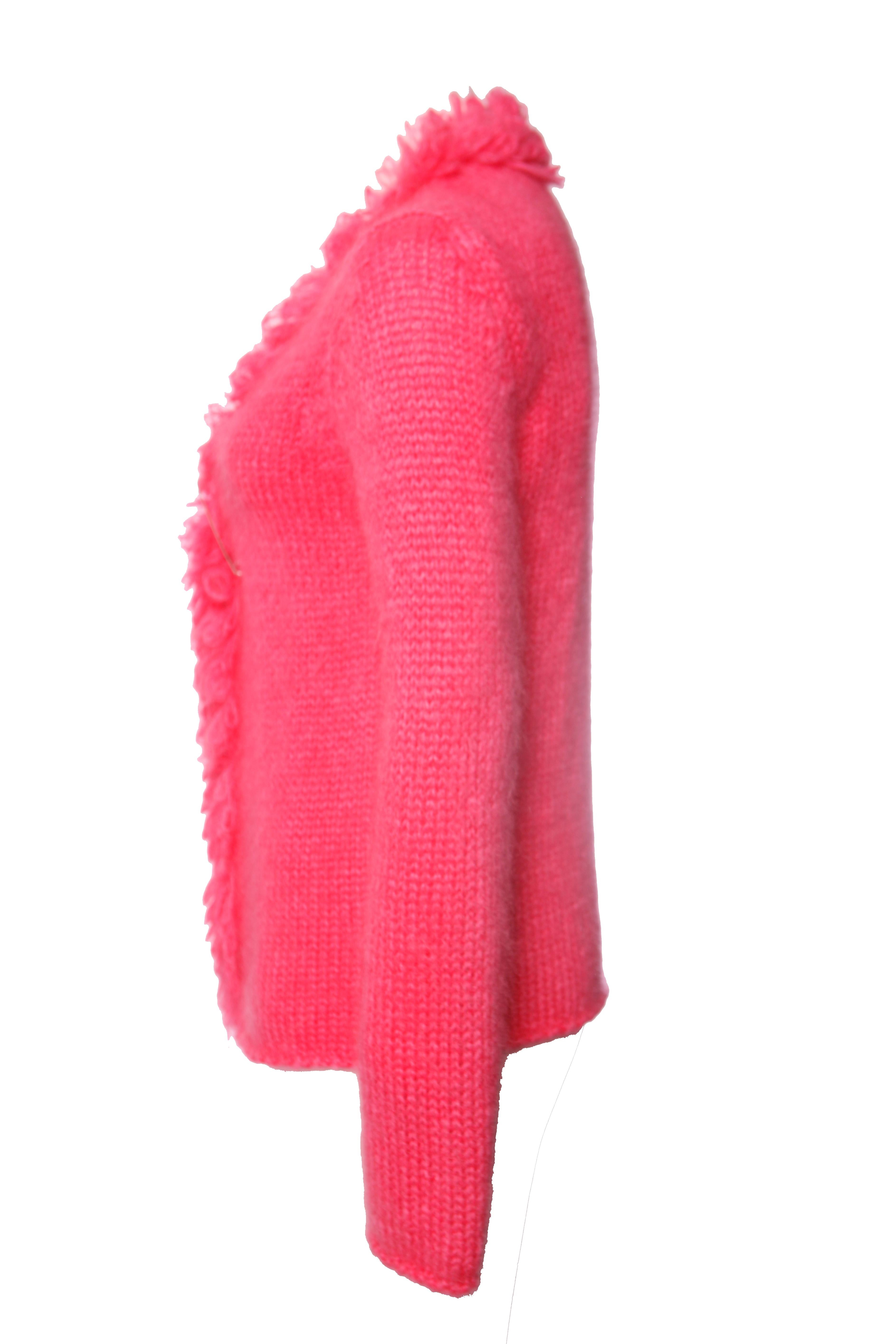 Comme des Garçons, Mohairweste mit Sicherheitsnadel in fluoreszierendem Rosa im Zustand „Neu“ im Angebot in AMSTERDAM, NL