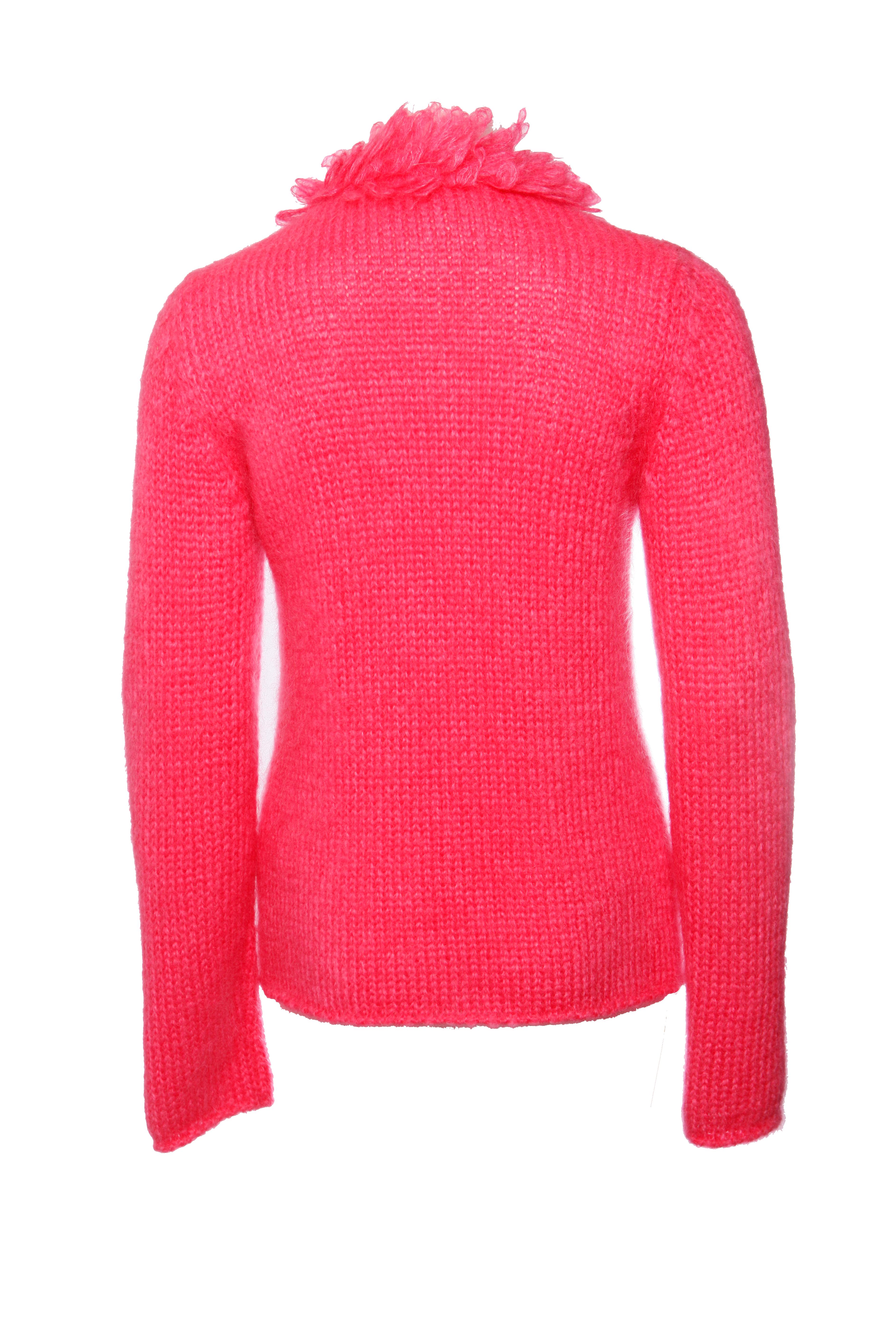Comme des Garçons, Mohairweste mit Sicherheitsnadel in fluoreszierendem Rosa Damen im Angebot