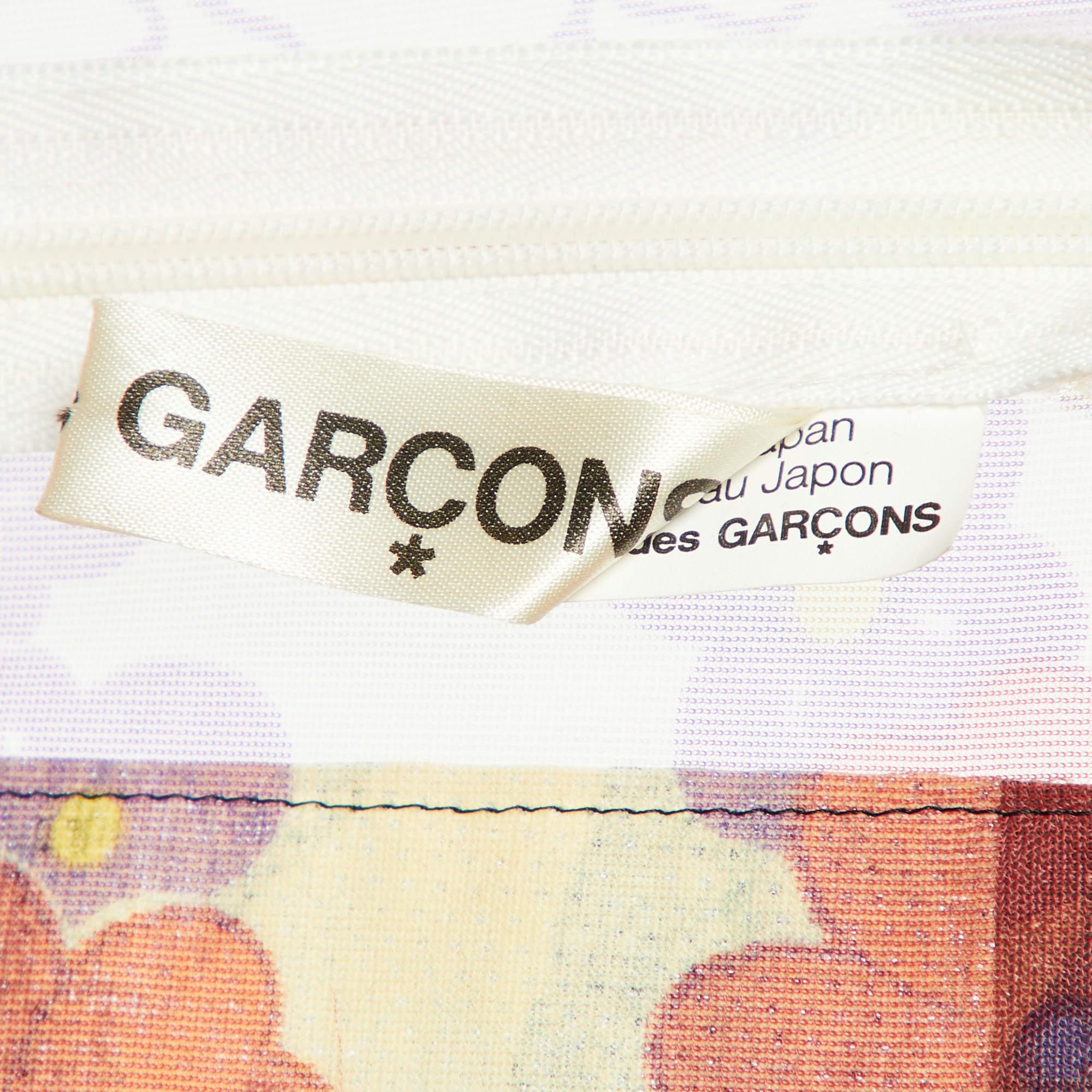 Comme Des Garçons Multicolor Printed Tulle & Silk Midi Dress M In Excellent Condition In Dubai, Al Qouz 2