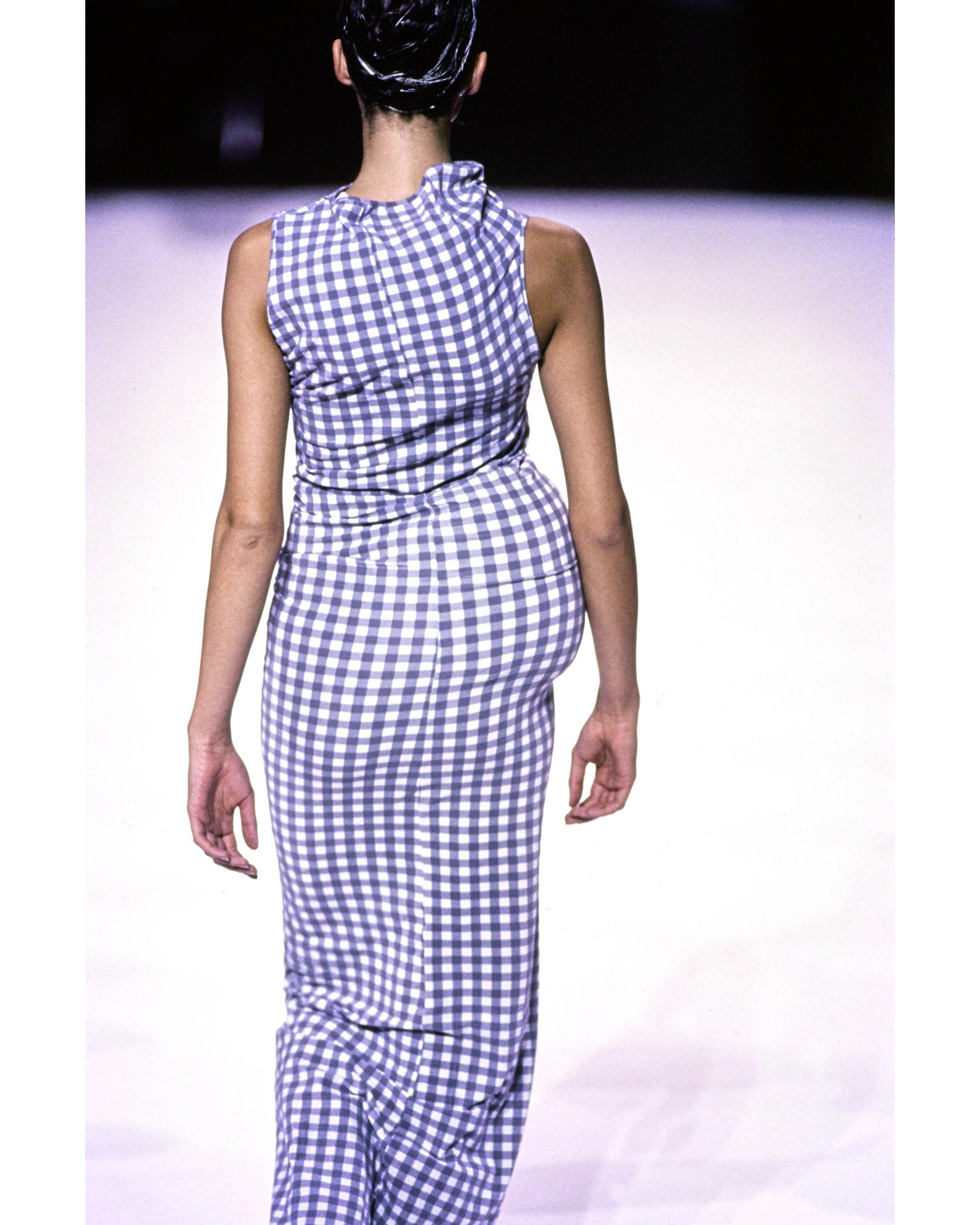 Comme des Garcons navy and white gingham 2-piece dress with pillows, ss 1997 6