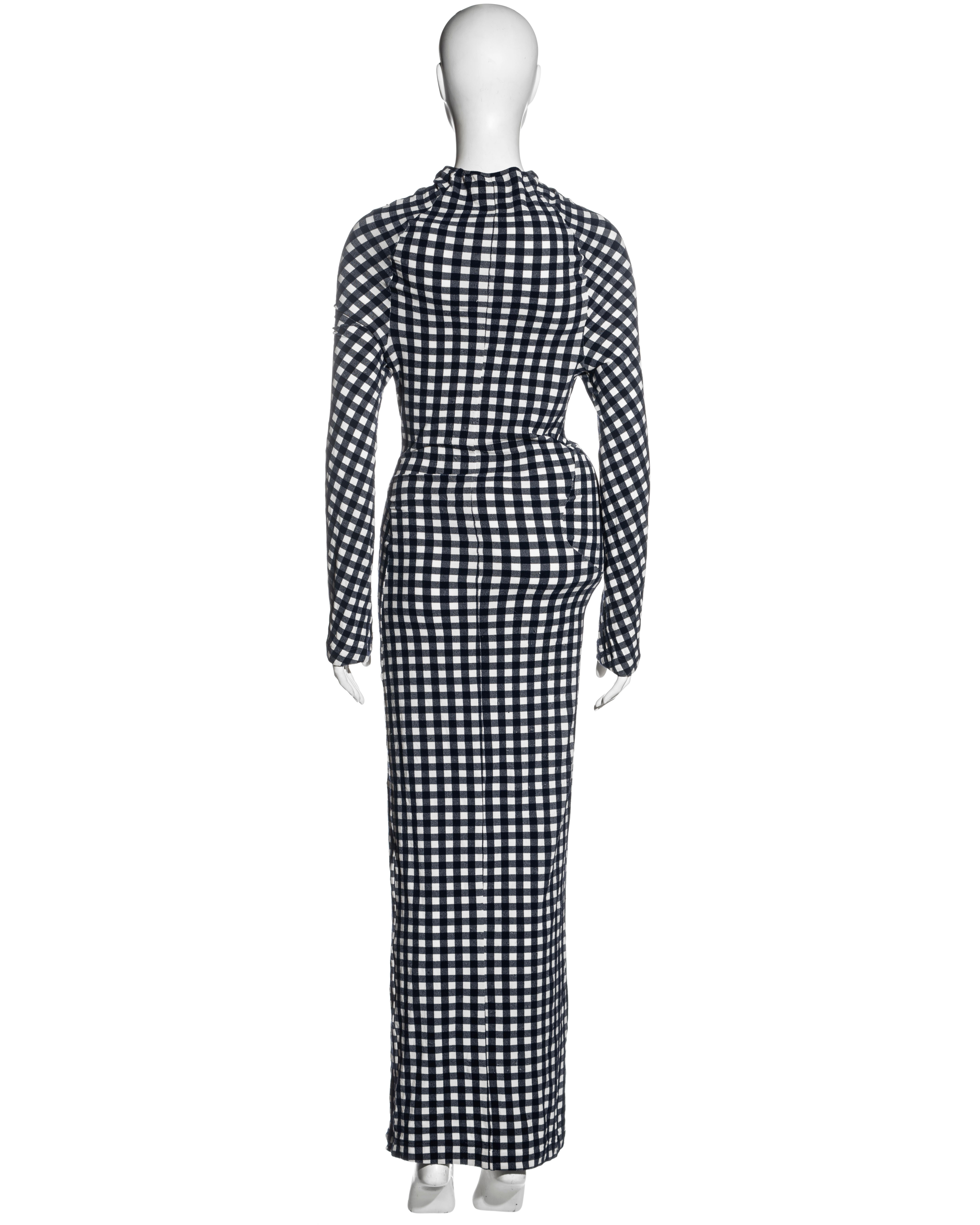 Comme des Garcons navy and white gingham 2-piece dress with pillows, ss 1997 11
