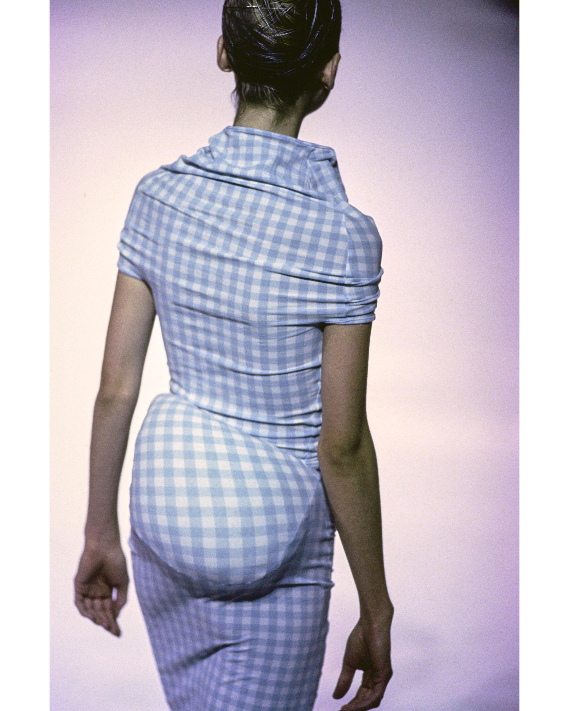 Comme des Garcons navy and white gingham 2-piece dress with pillows, ss 1997 12