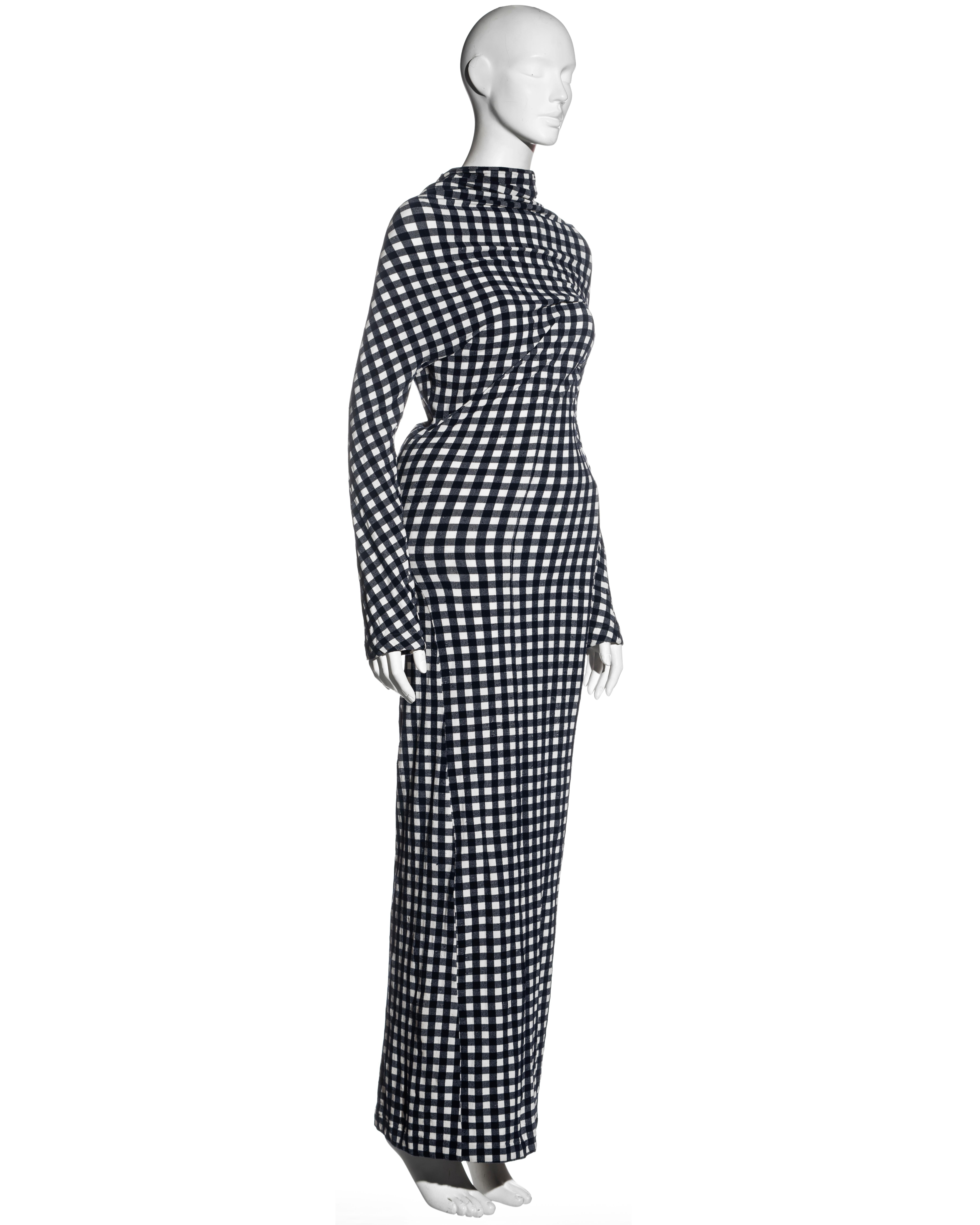 Comme des Garcons navy and white gingham 2-piece dress with pillows, ss 1997 1