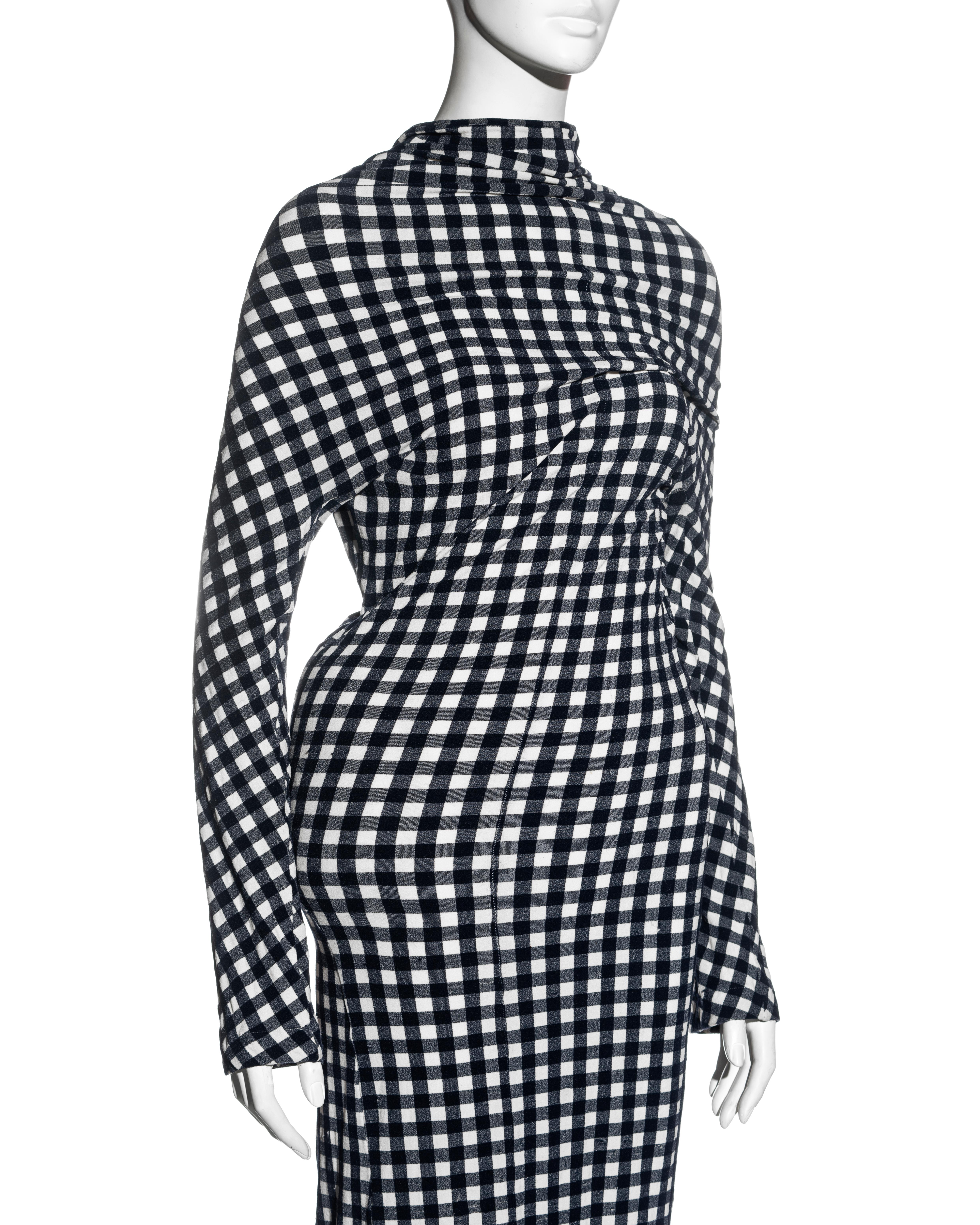 Comme des Garcons navy and white gingham 2-piece dress with pillows, ss 1997 2