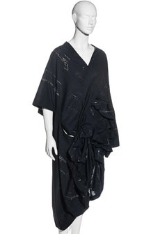 Comme des Garcons navy blue cotton gathered tunic-style dress, ss 1984