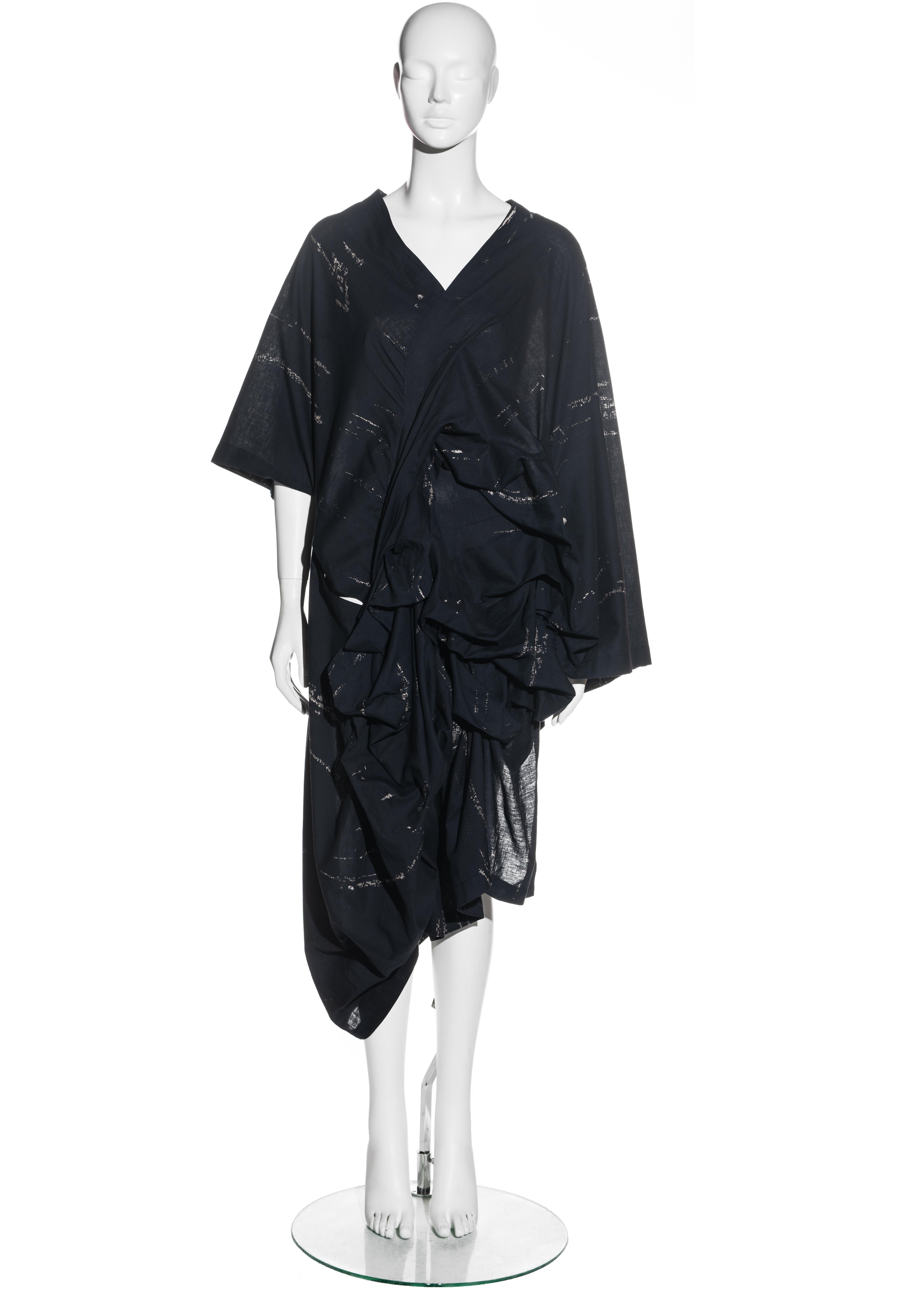 Comme des Garcons Marineblaues Kleid aus geraffter Baumwolle im Tunika-Stil, ss 1984 im Zustand „Hervorragend“ in London, GB