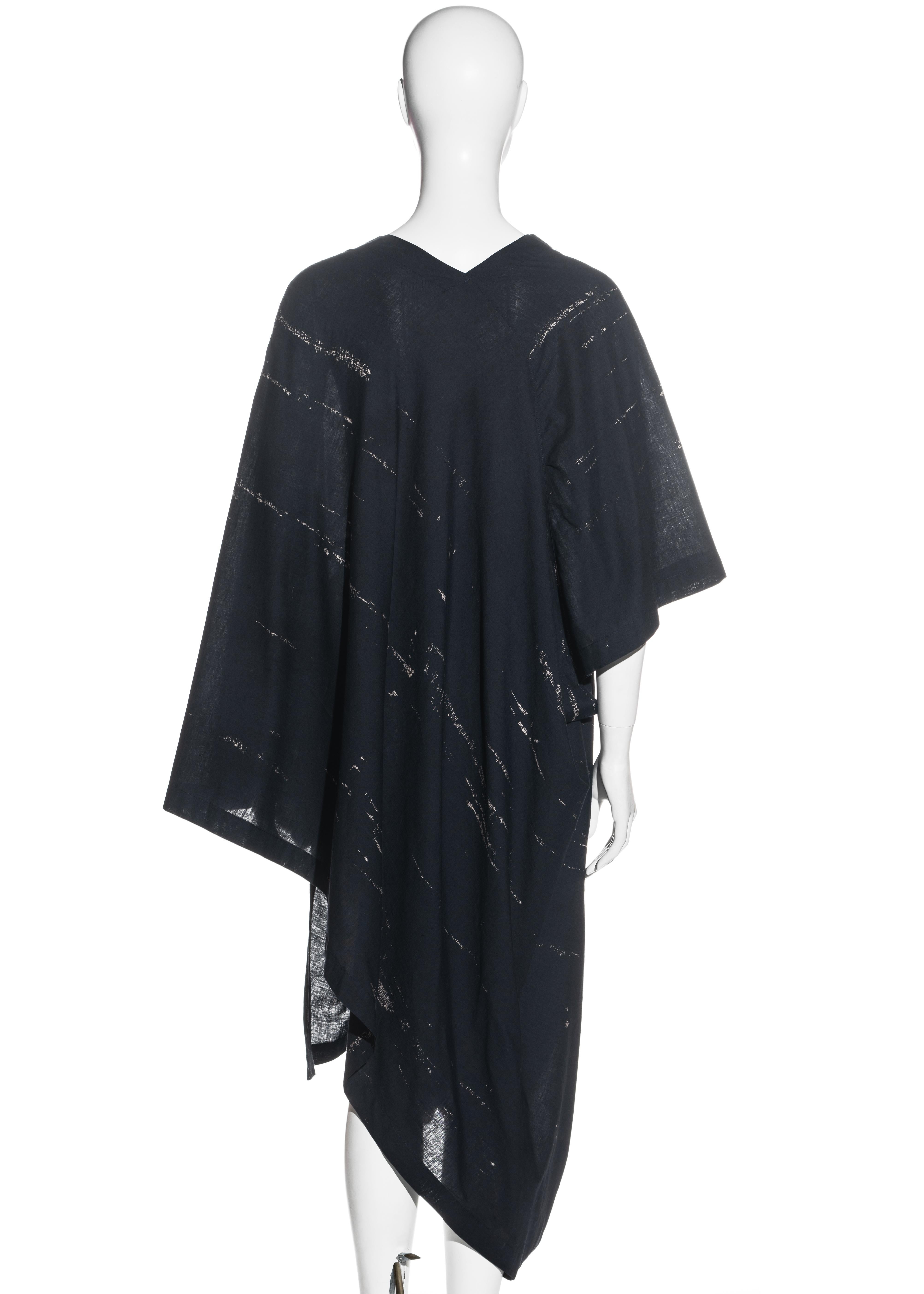 Comme des Garcons Marineblaues Kleid aus geraffter Baumwolle im Tunika-Stil, ss 1984 2