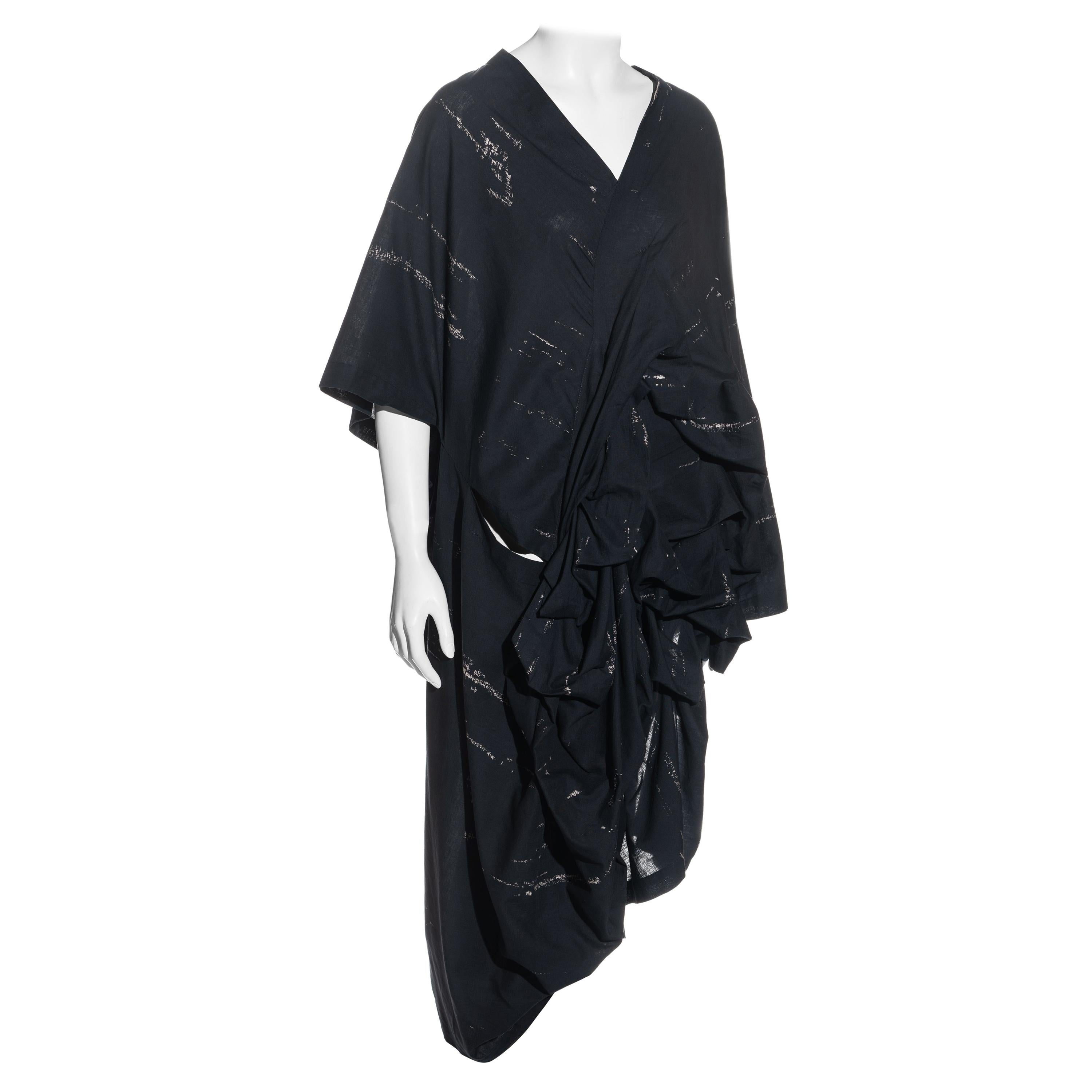 Comme des Garcons navy blue cotton gathered tunic-style dress, ss 1984