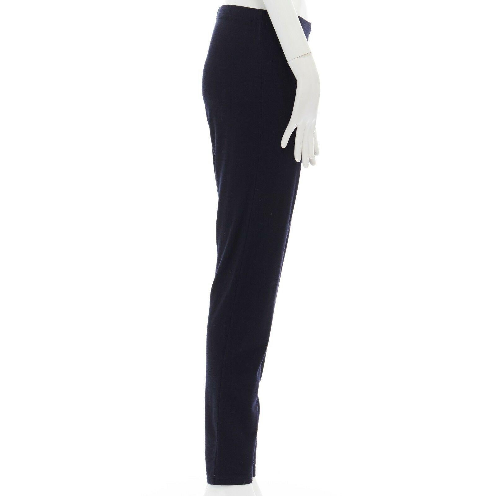 Women's COMME DES GARCONS navy blue elastic waist stretch jersey pants 29