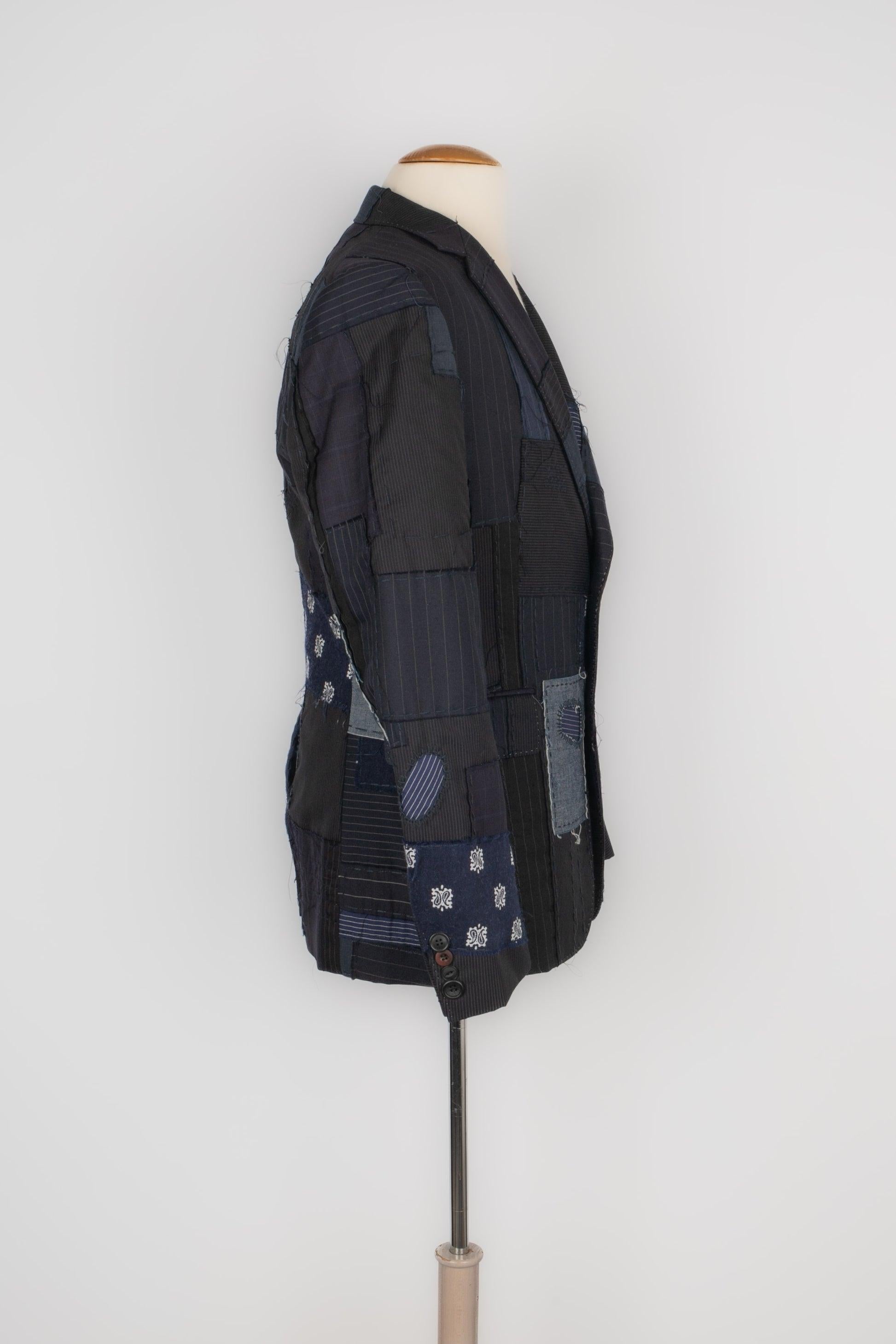 Comme Des Garçons Navy-blue Patchwork Men's Jacket In Excellent Condition For Sale In SAINT-OUEN-SUR-SEINE, FR