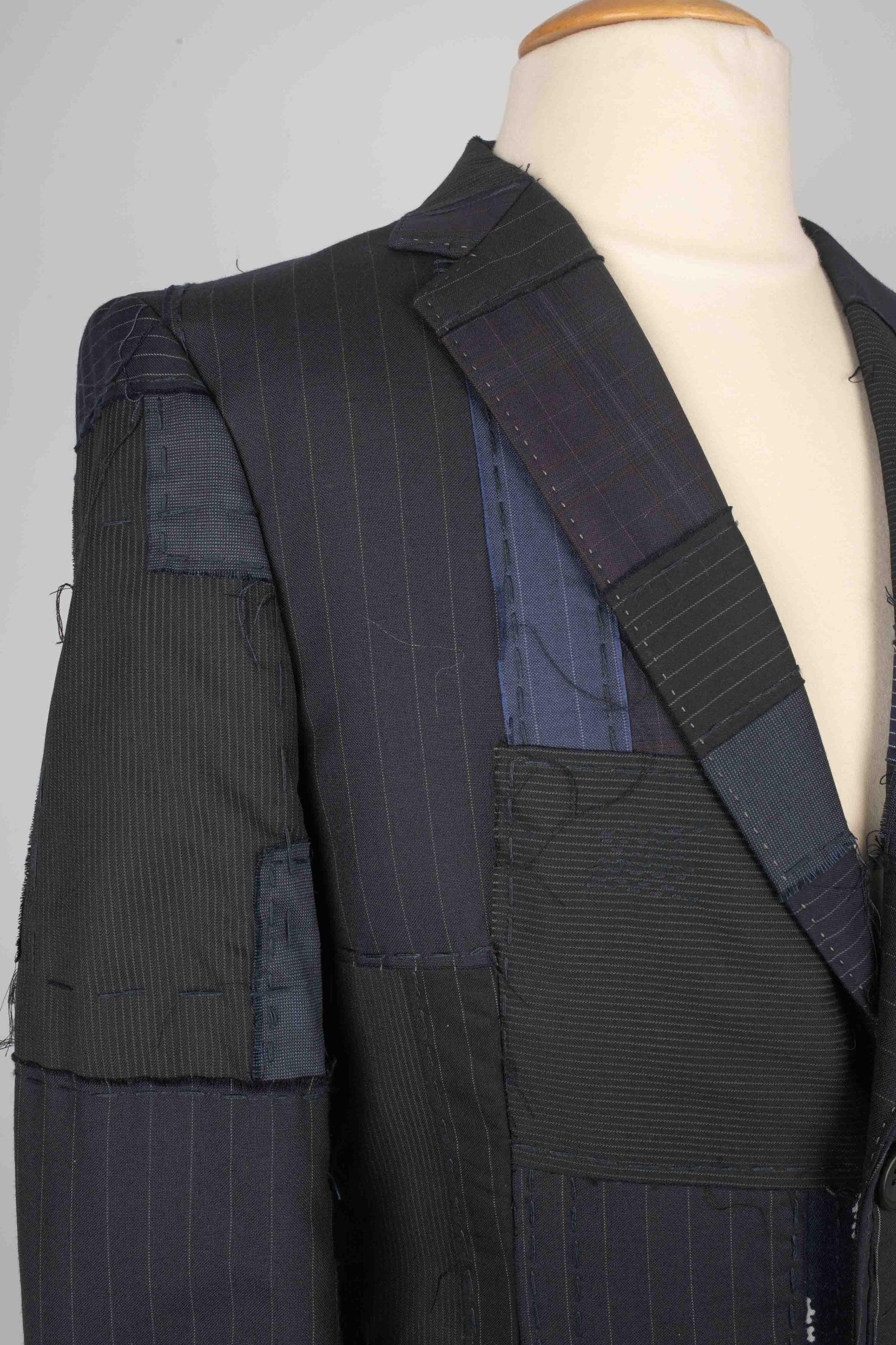 Comme Des Garçons Navy-blue Patchwork Men's Jacket For Sale 4