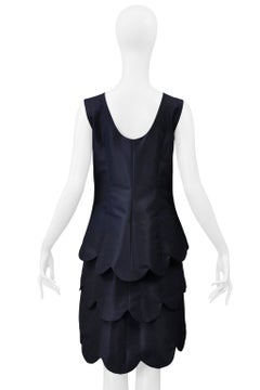 Comme Des Garcons Navy Blue Scallop Layered Short Party Dress 1999