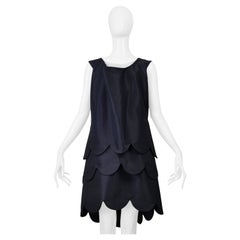 Comme Des Garcons Navy Blue Scallop Layered Short Party Dress 1999