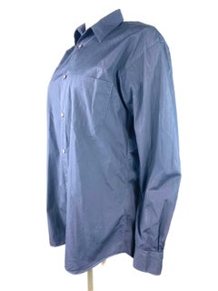Comme des Garcons Navy Cotton Button Down Shirt Blouse, Size Large