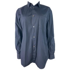 Comme des Garcons Navy Cotton Button Down Shirt Blouse, Size Large